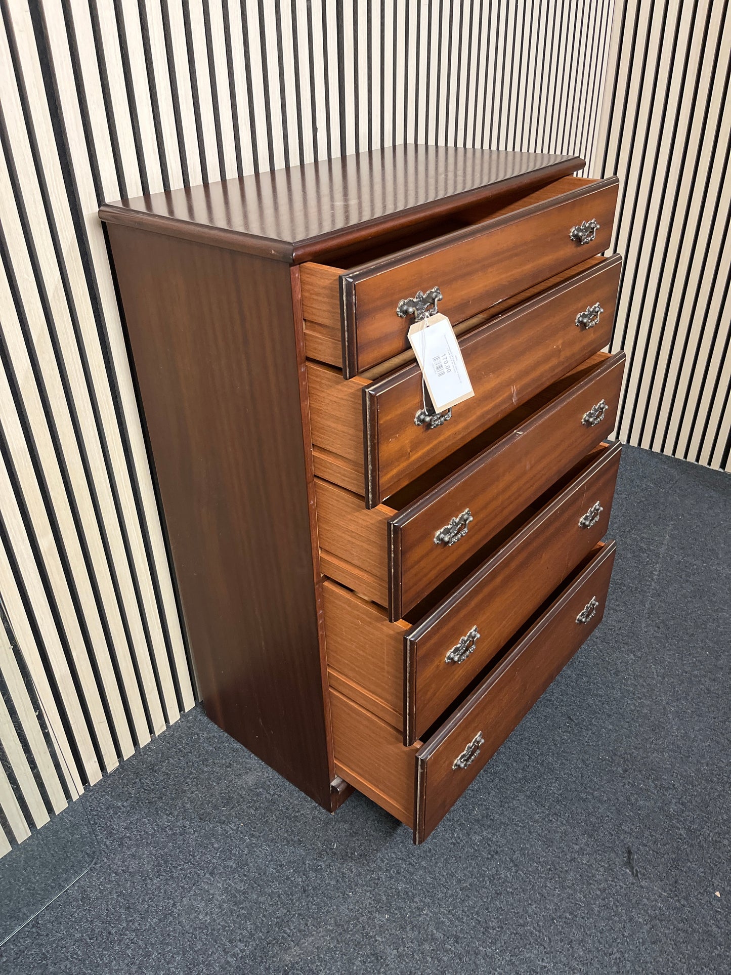 Rossmore mahogany tall 6 drawer chest of drawers (H 110 x W 75 x D  40 cm) 3325