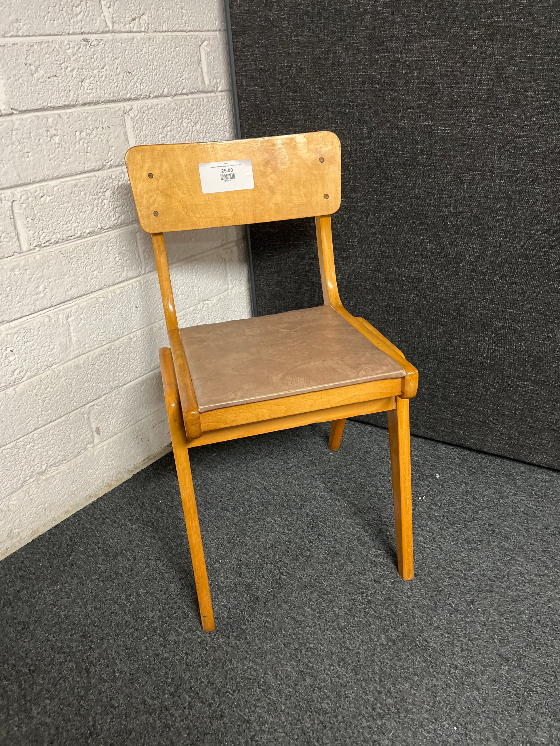 Solid wood brown vinyl seat kitchen chair  2125