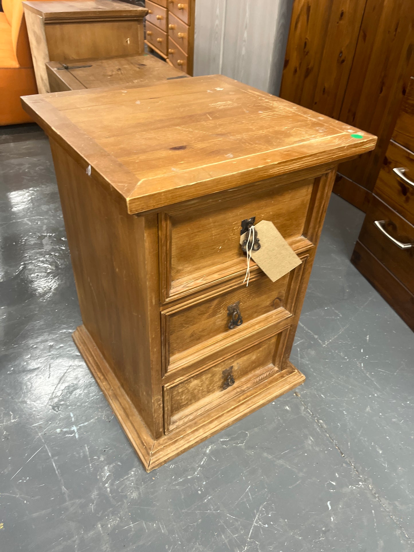 Corona waxed pine bedside locker  1325