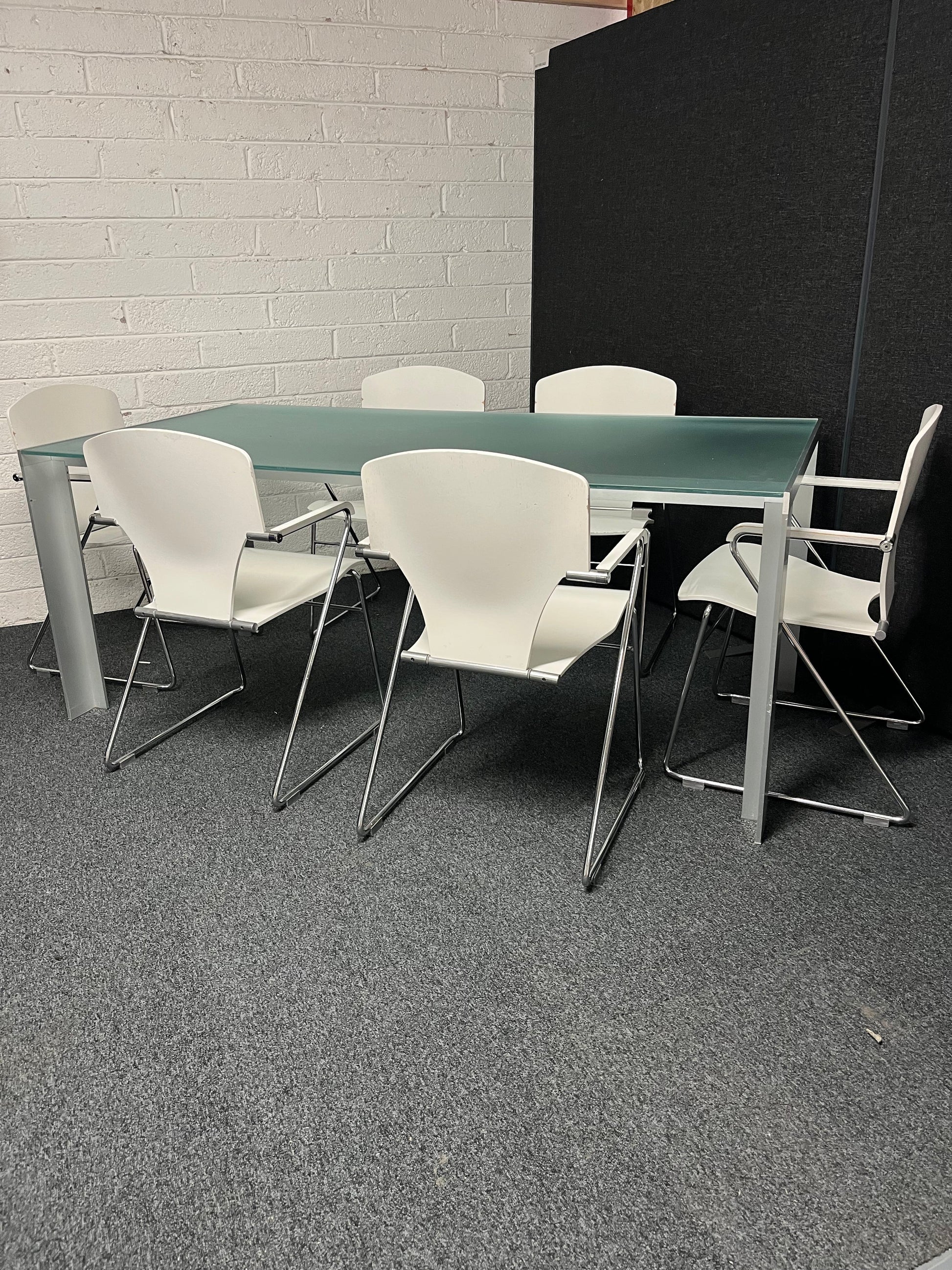 Calligaris toughened and frosted glass rectangular kitchen table (L 1800 x W 900 mm) 1225