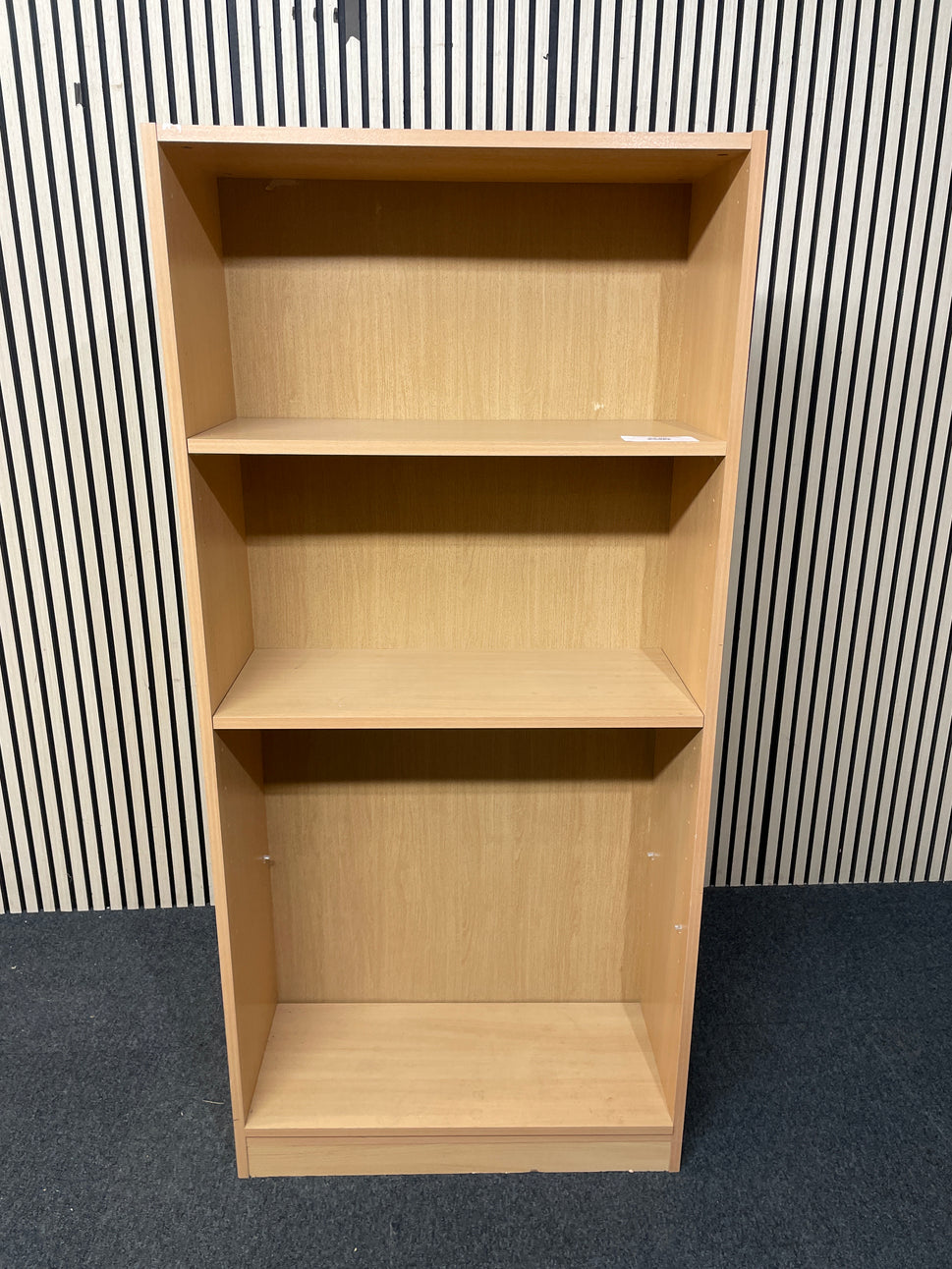 Tall slim beech open shelf unit 76Wx31Dx162H