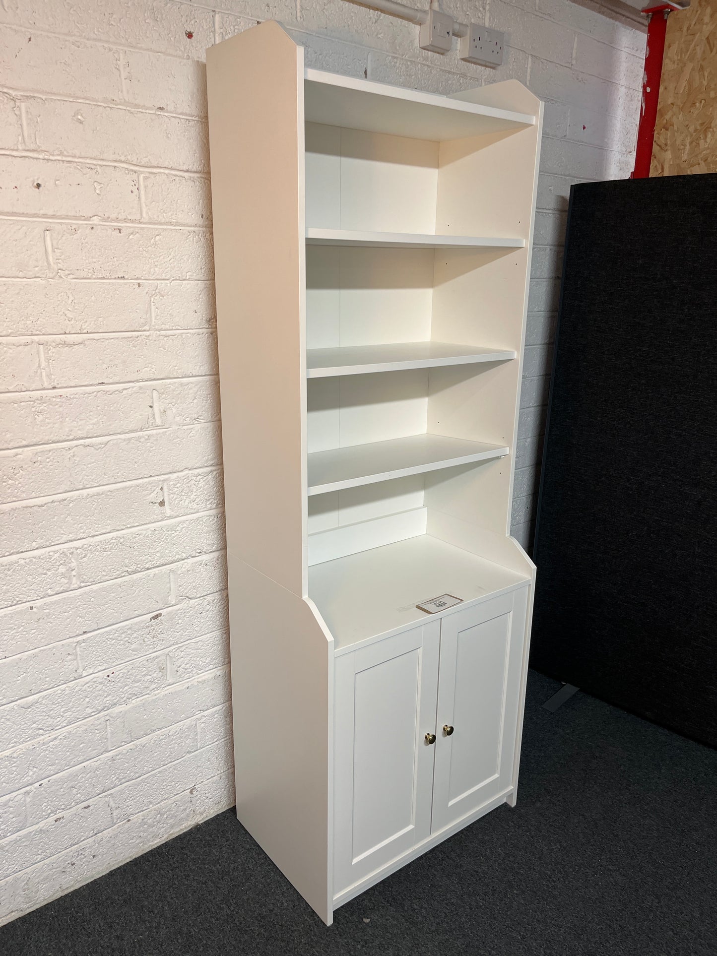 Tall white laminate top open shelves 2 door display unit 2000Hx460Dx700W 2225
