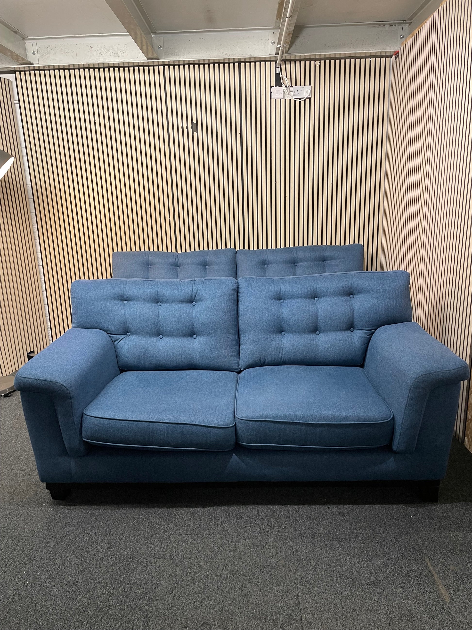 3+2 dark royal blue fabric sofa suite (Widths: 190 and 210 cm, depth: 100 cm each) 1126