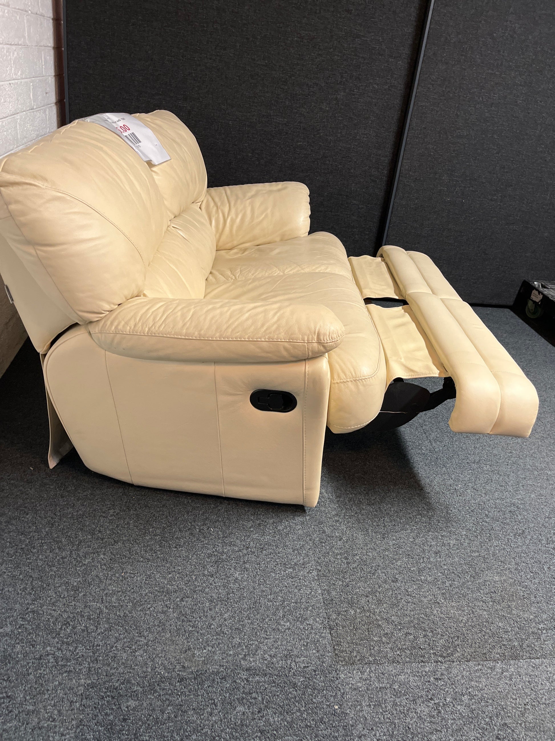 2 seater cream leather sofa  1225