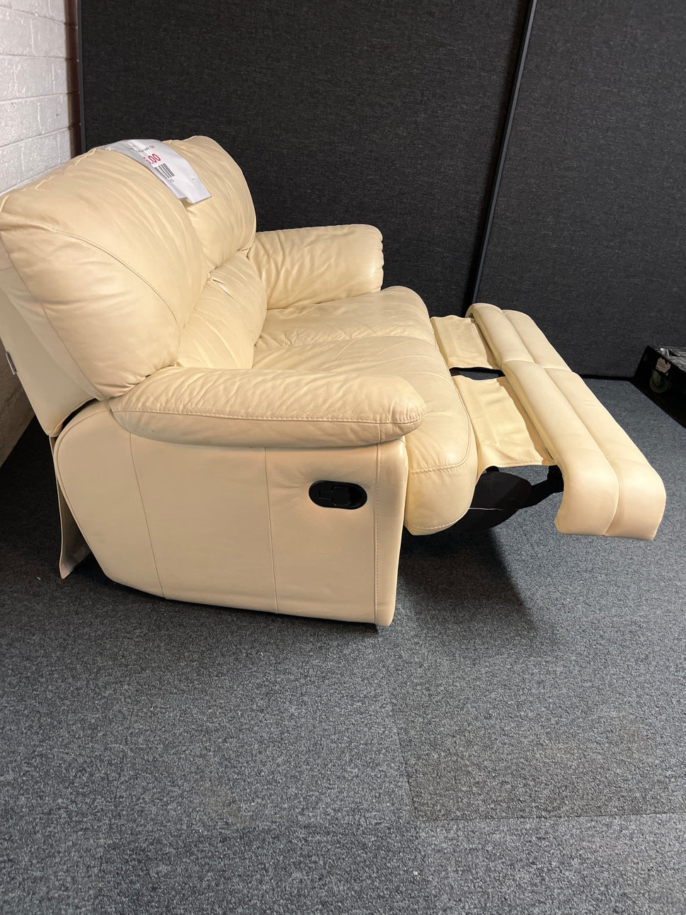 2 seater cream leather sofa  1225