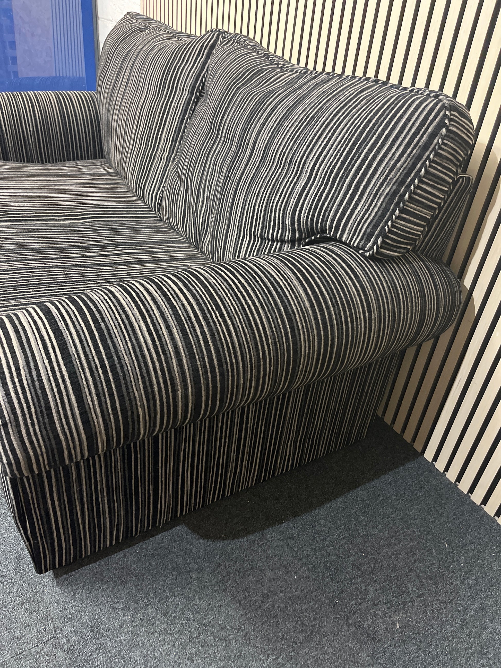 2 seater black and grey stripe fabric sofa  3325
