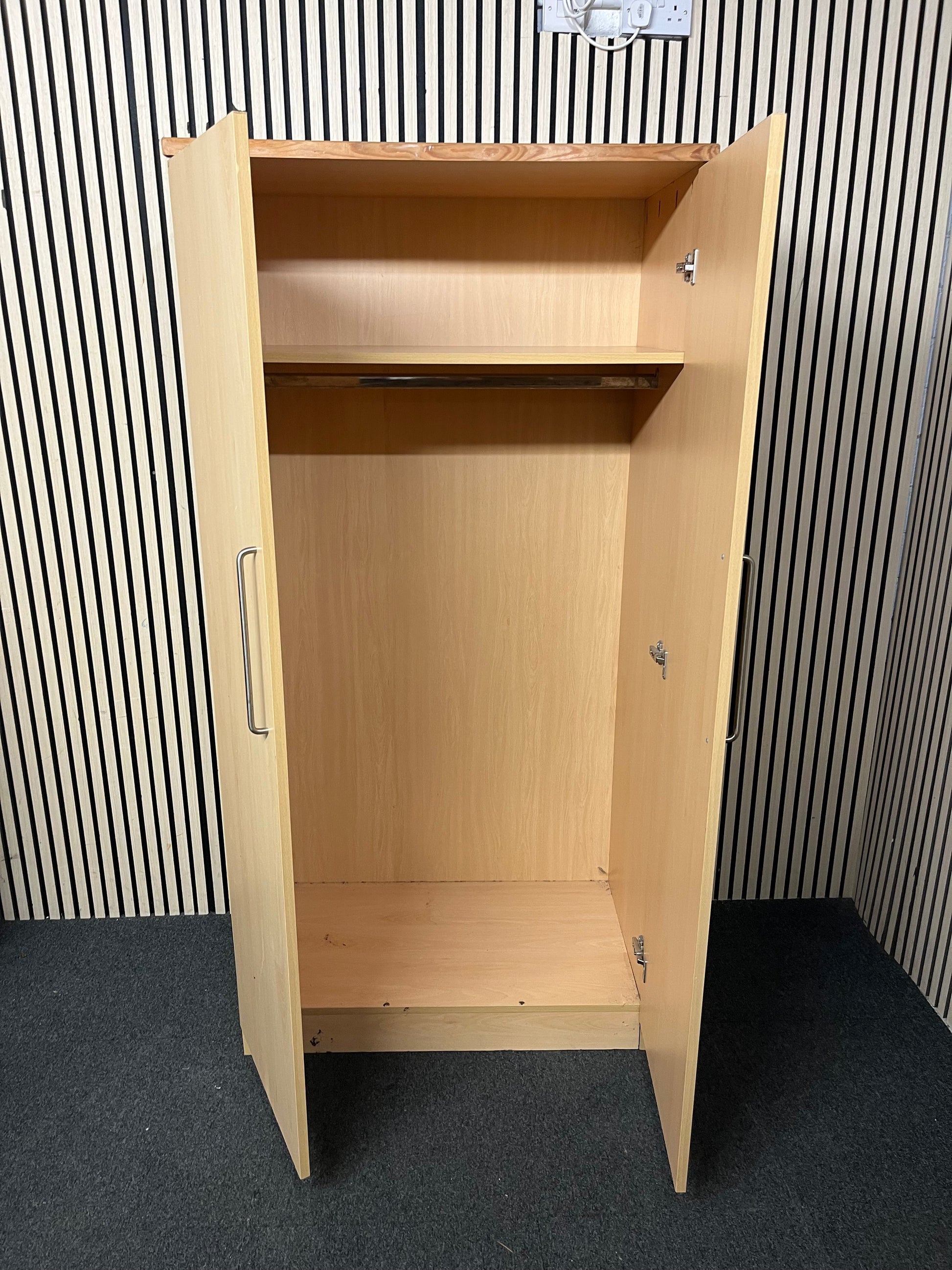 Tall 2 door beech laminate wardrobe (H 183 x W 90 x D 54 cm) 43375