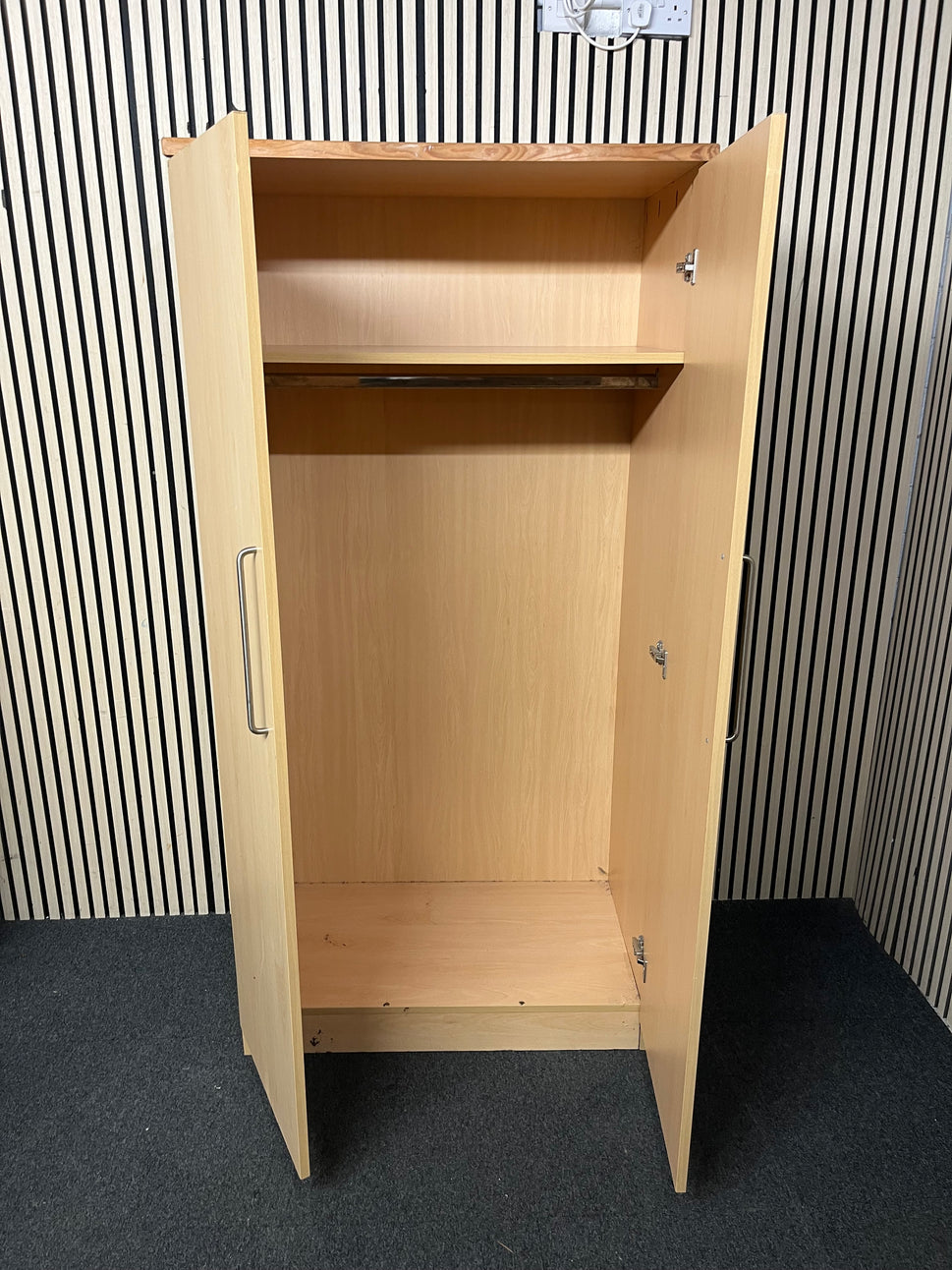 Tall 2 door beech laminate wardrobe (H 183 x W 90 x D 54 cm) 43375