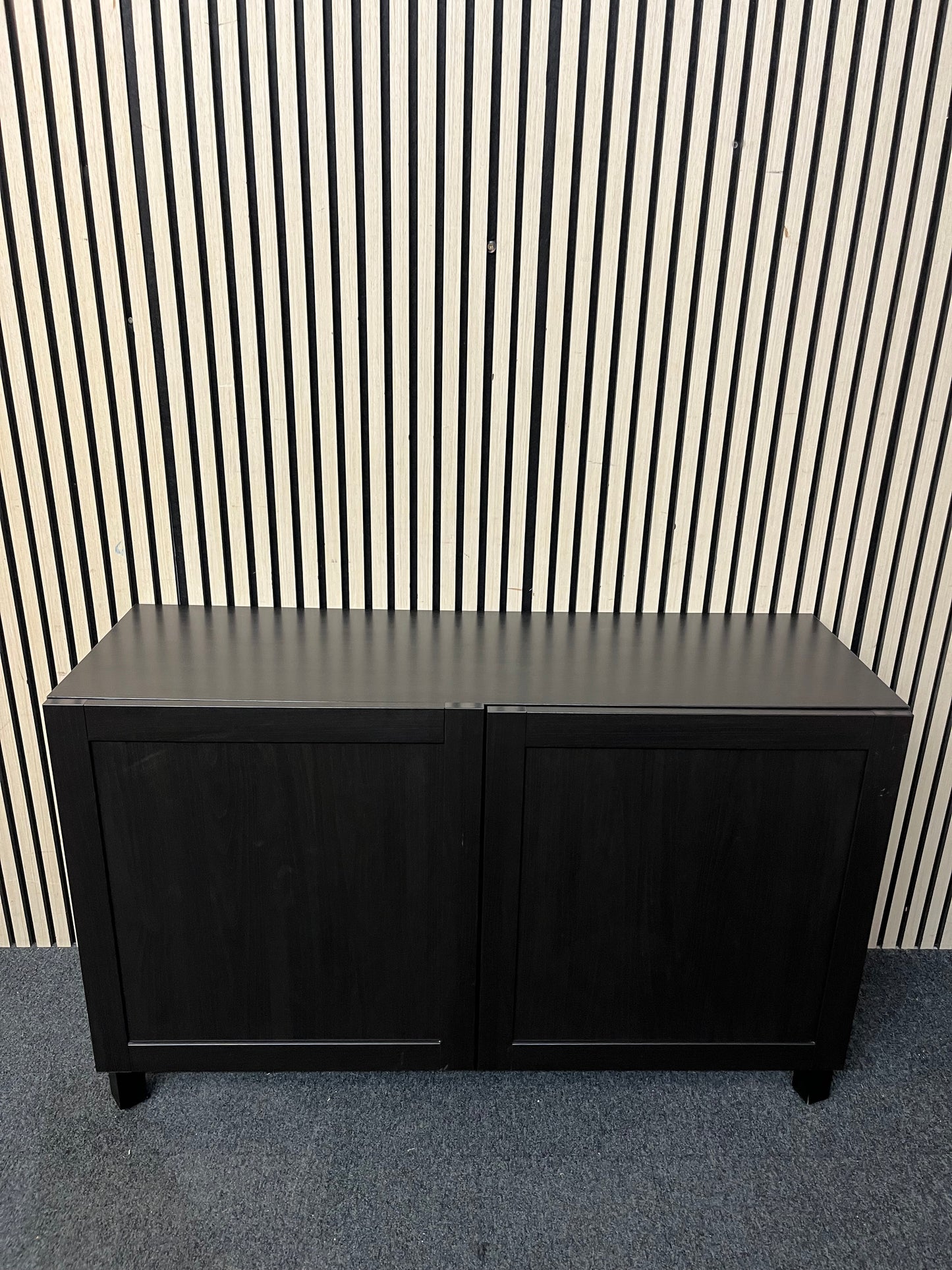 Low walnut laminate 2 door sideboard (H 74 x W 120 x D 42 cm) 3126