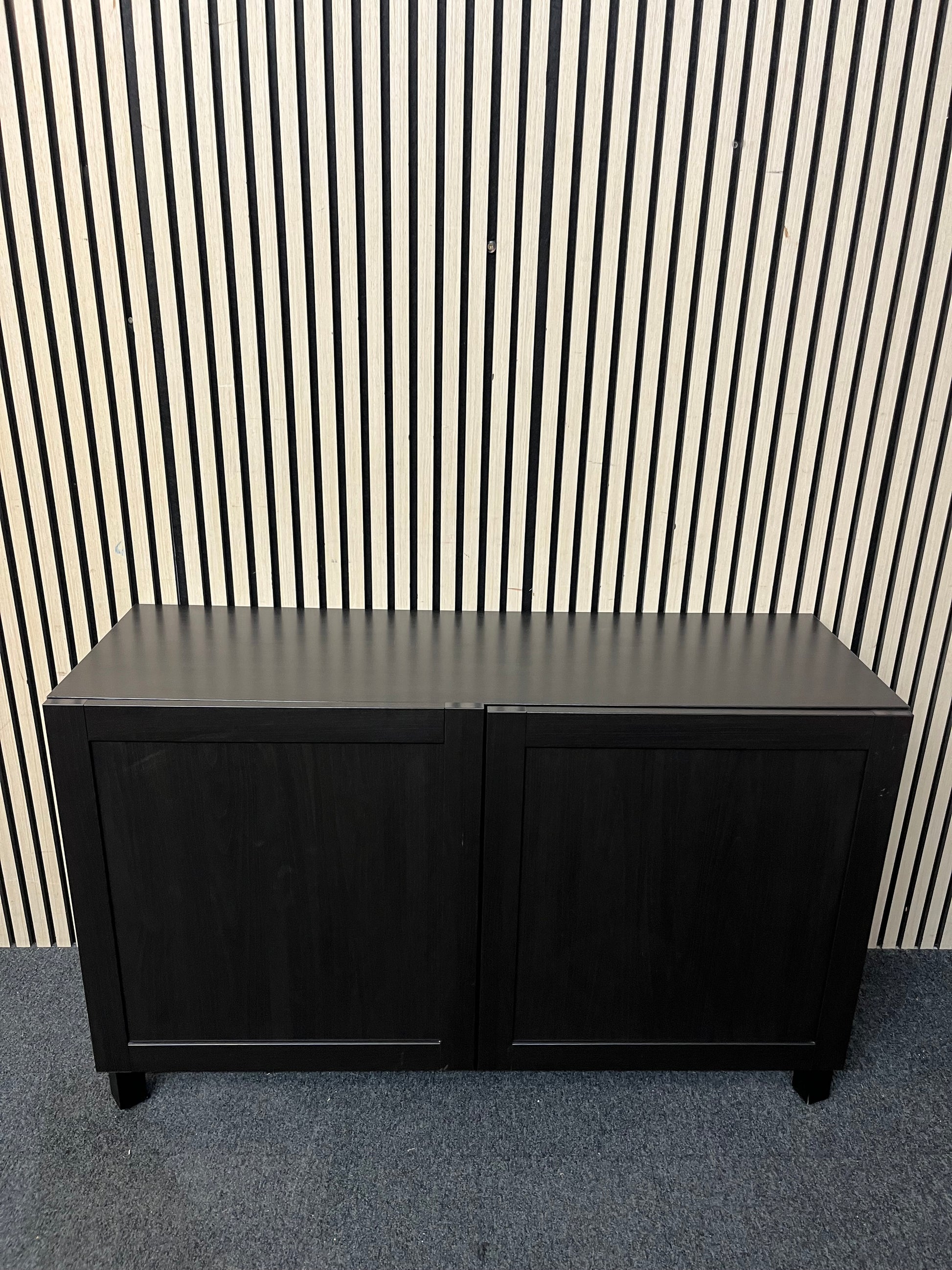 Low walnut laminate 2 door sideboard (H 74 x W 120 x D 42 cm) 3126