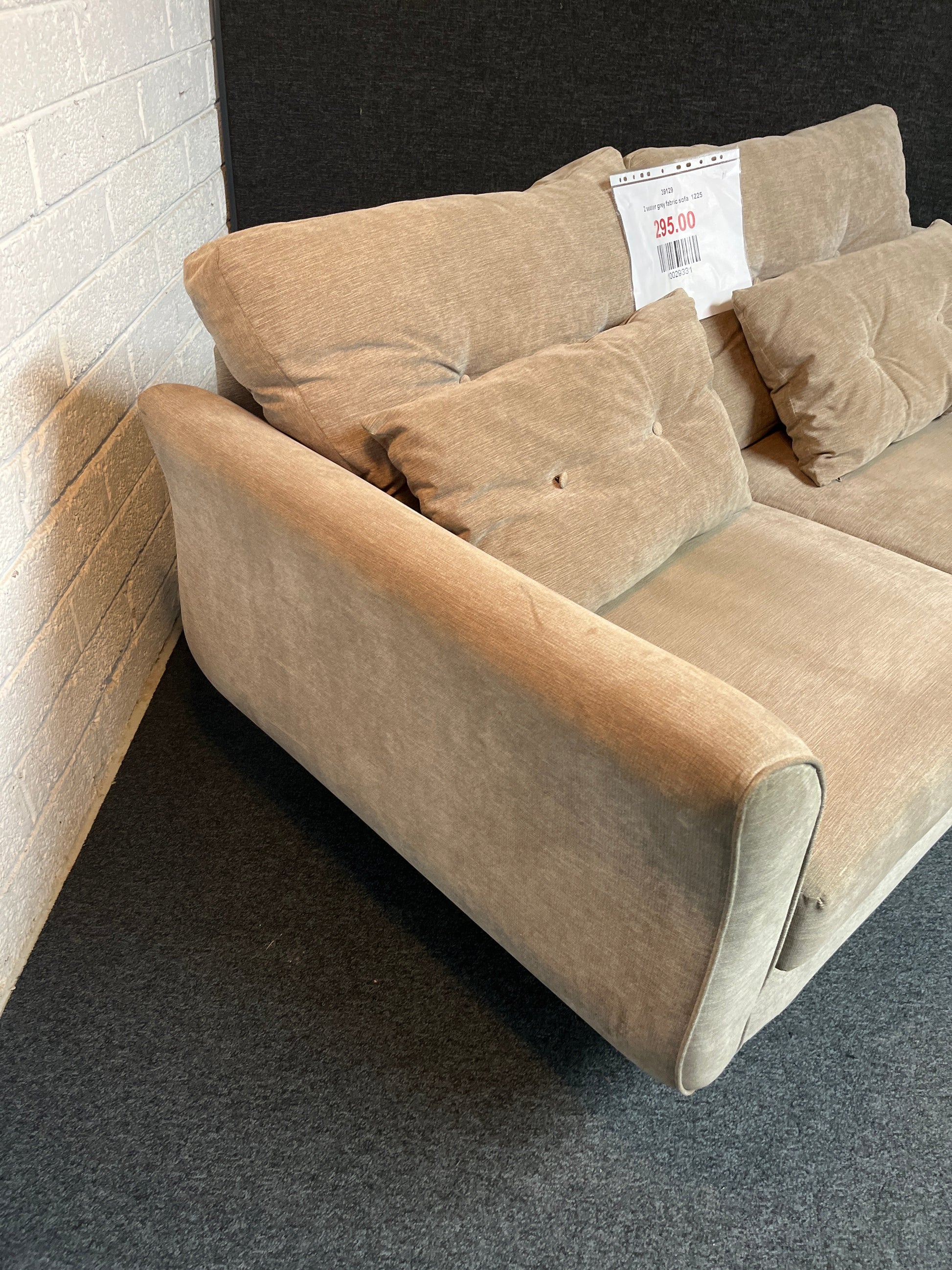 2 seater grey fabric sofa  1225