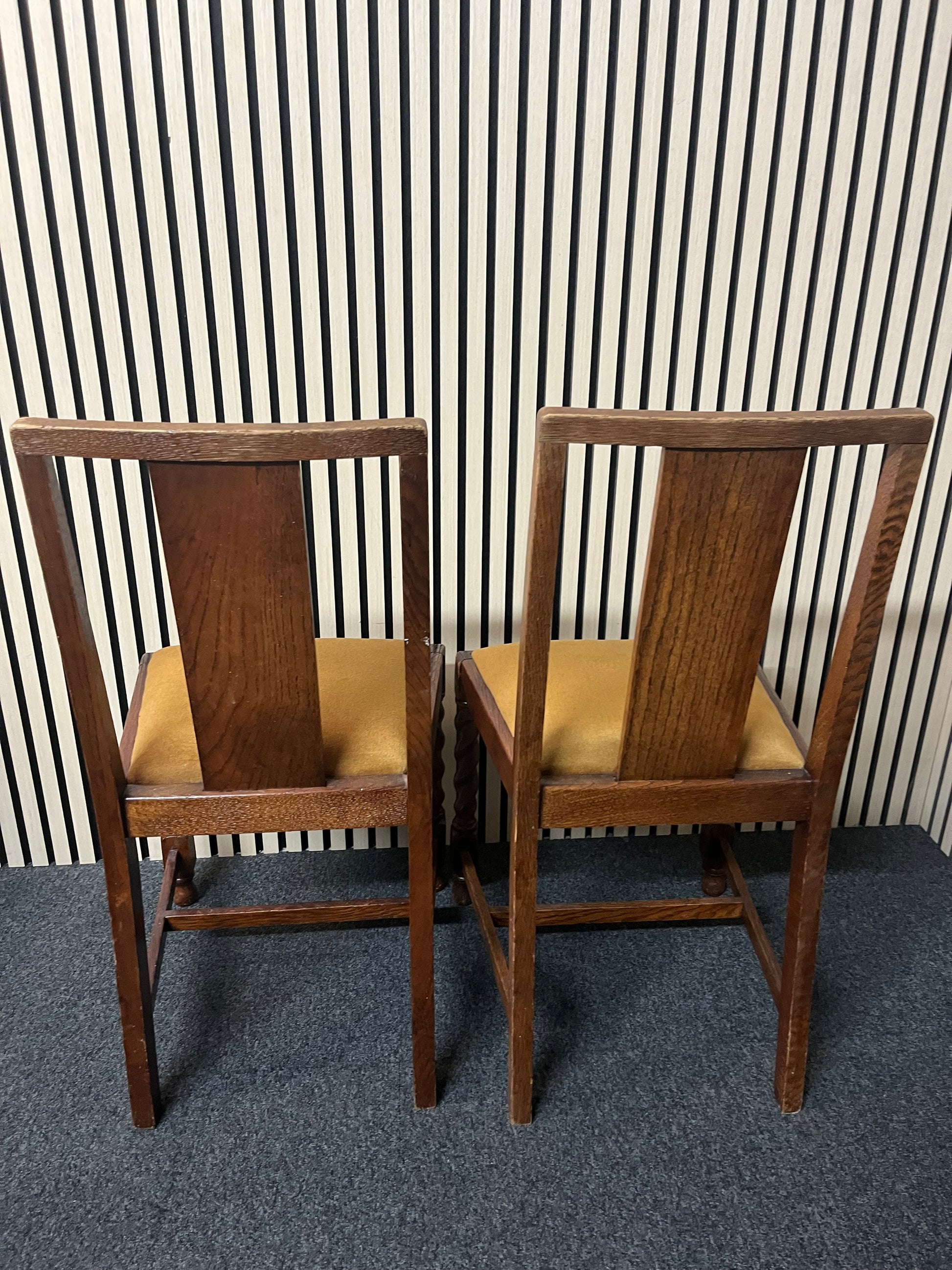 Mahogany framed dining chair with yellow felt fabric seat (SET OF 2) 2325