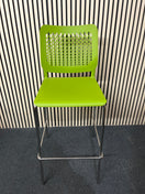 Switch Tall chrome framed cafe stool with foot support and with polyprop lime green seat and back 1425 2 image