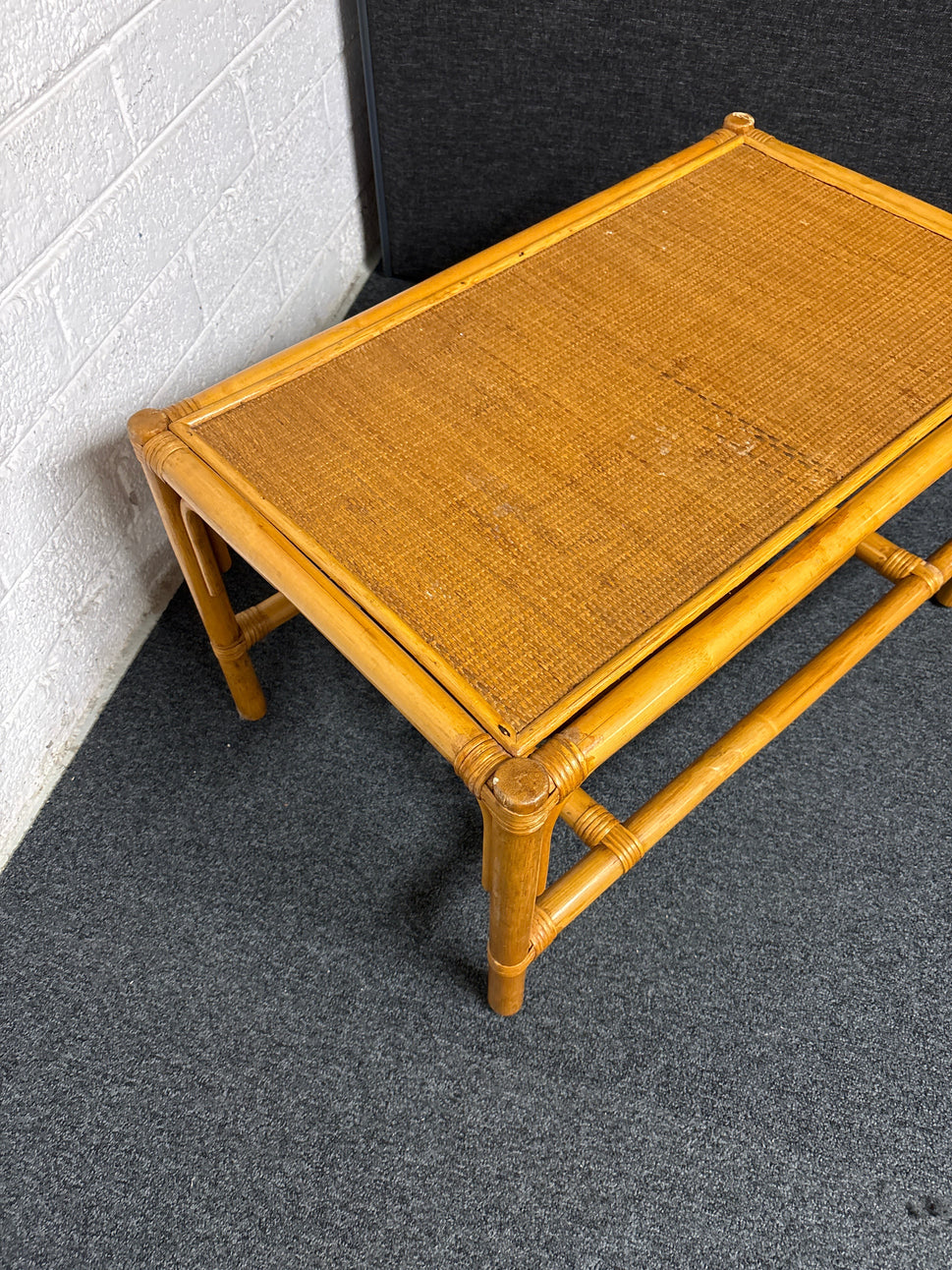 Cane low rectangular coffee table (H 450 x W 800 x D 490 mm) 1225