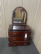 Dark mahogany 3 drawer chest with mirror (H 71 x W 76 x D 41 cm)  44643