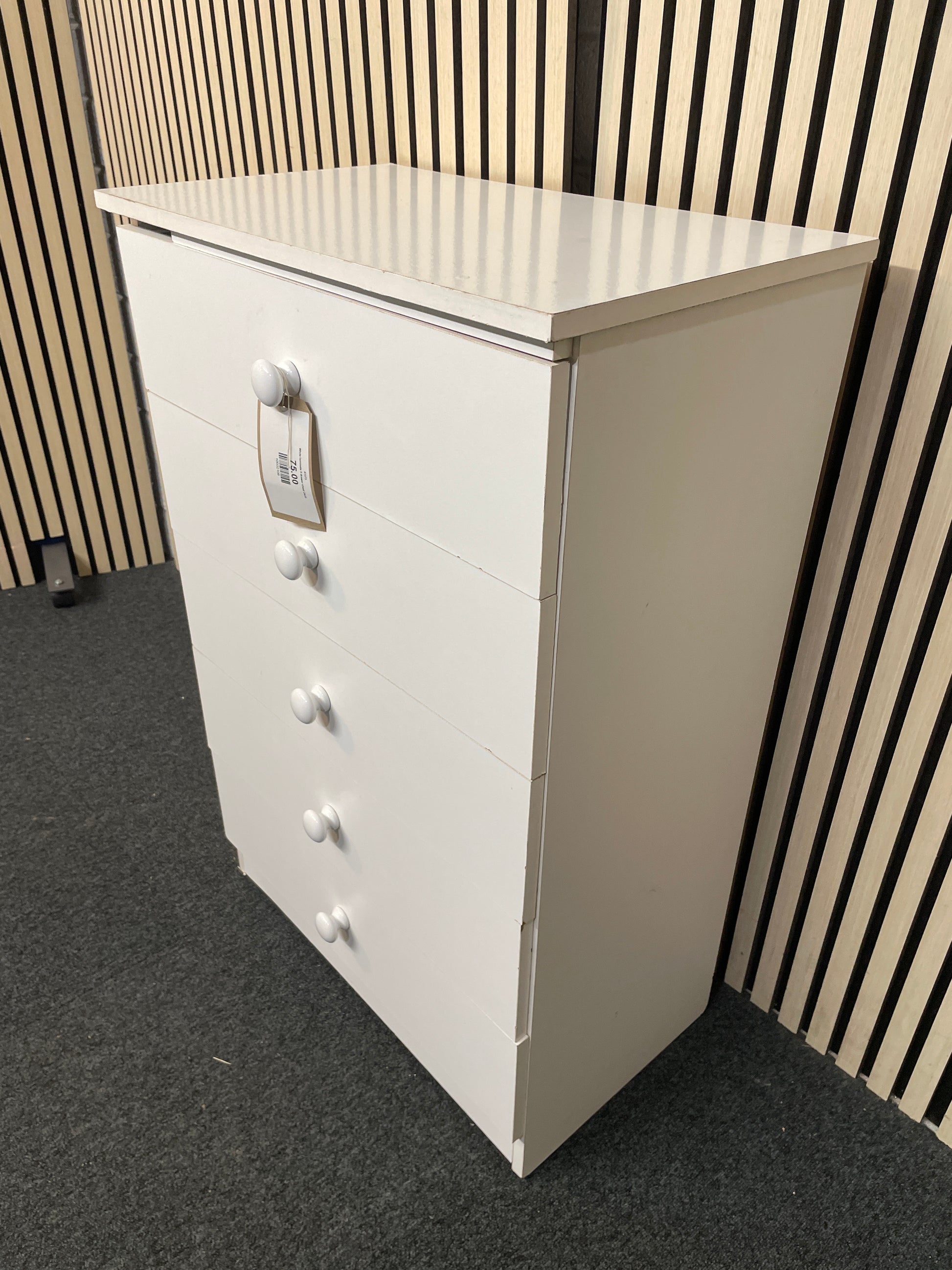 White laminate 5 drawer chest 2425