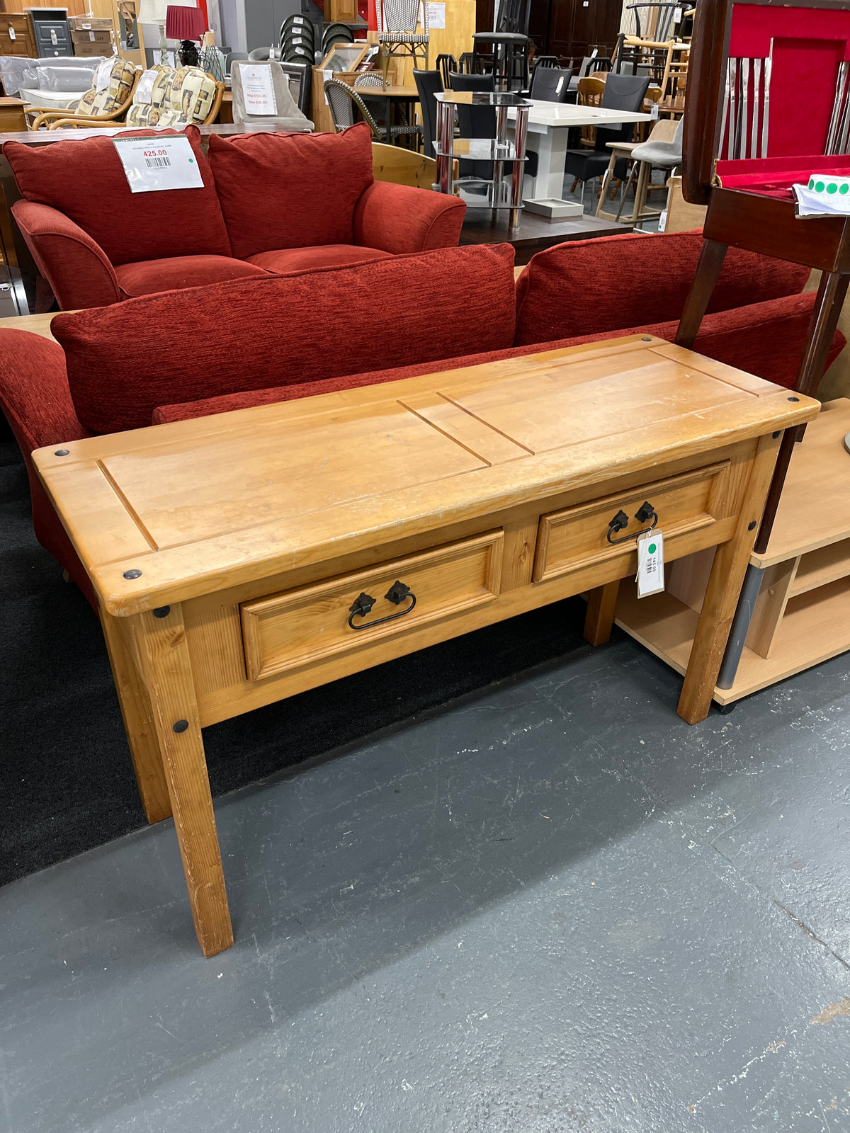 Solid Pine 2 door console table (H 75 x W 123 x D 45 cm) 43950