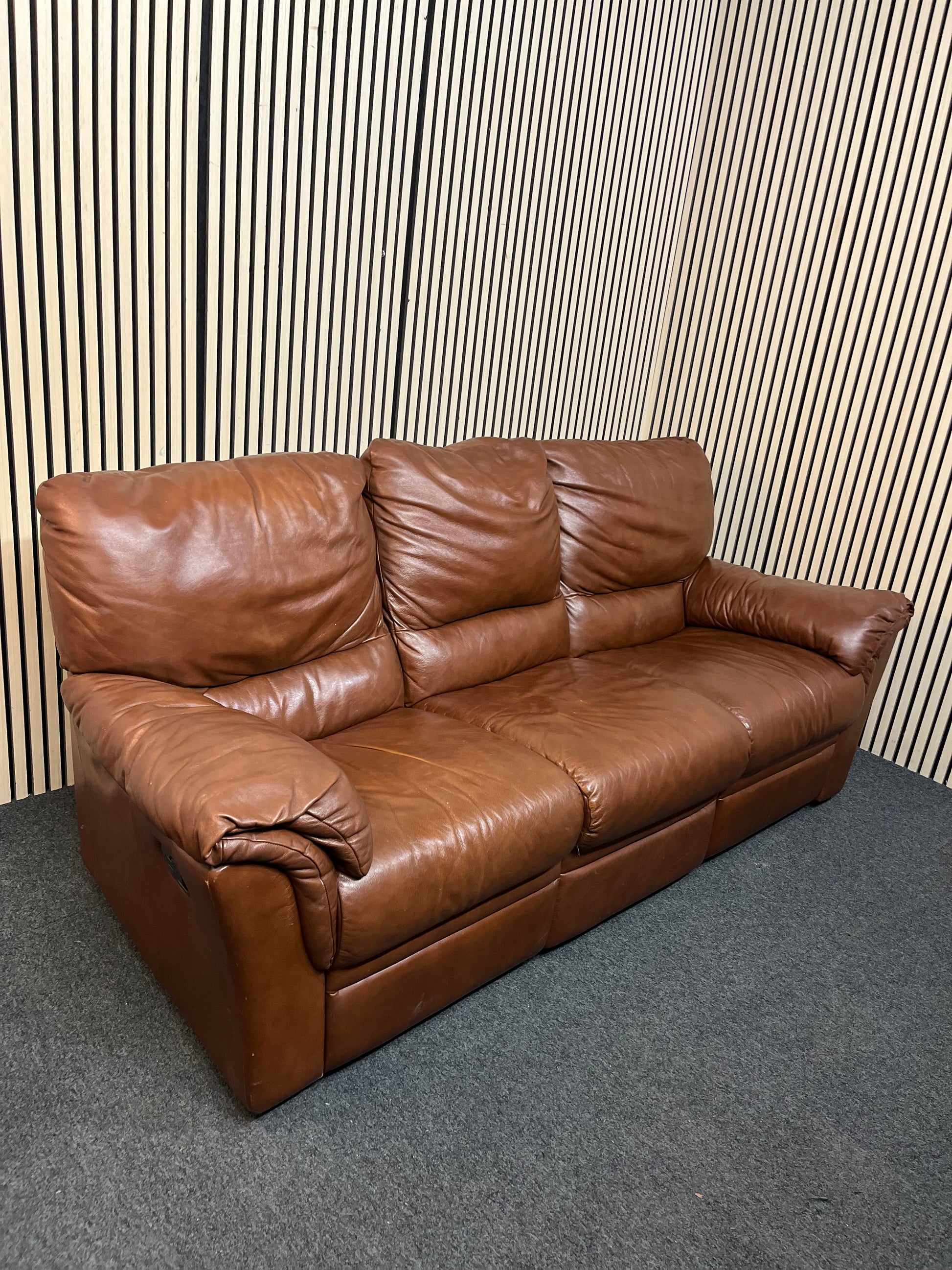 3+1+1 Brown Leather reclining sofa suite   3126