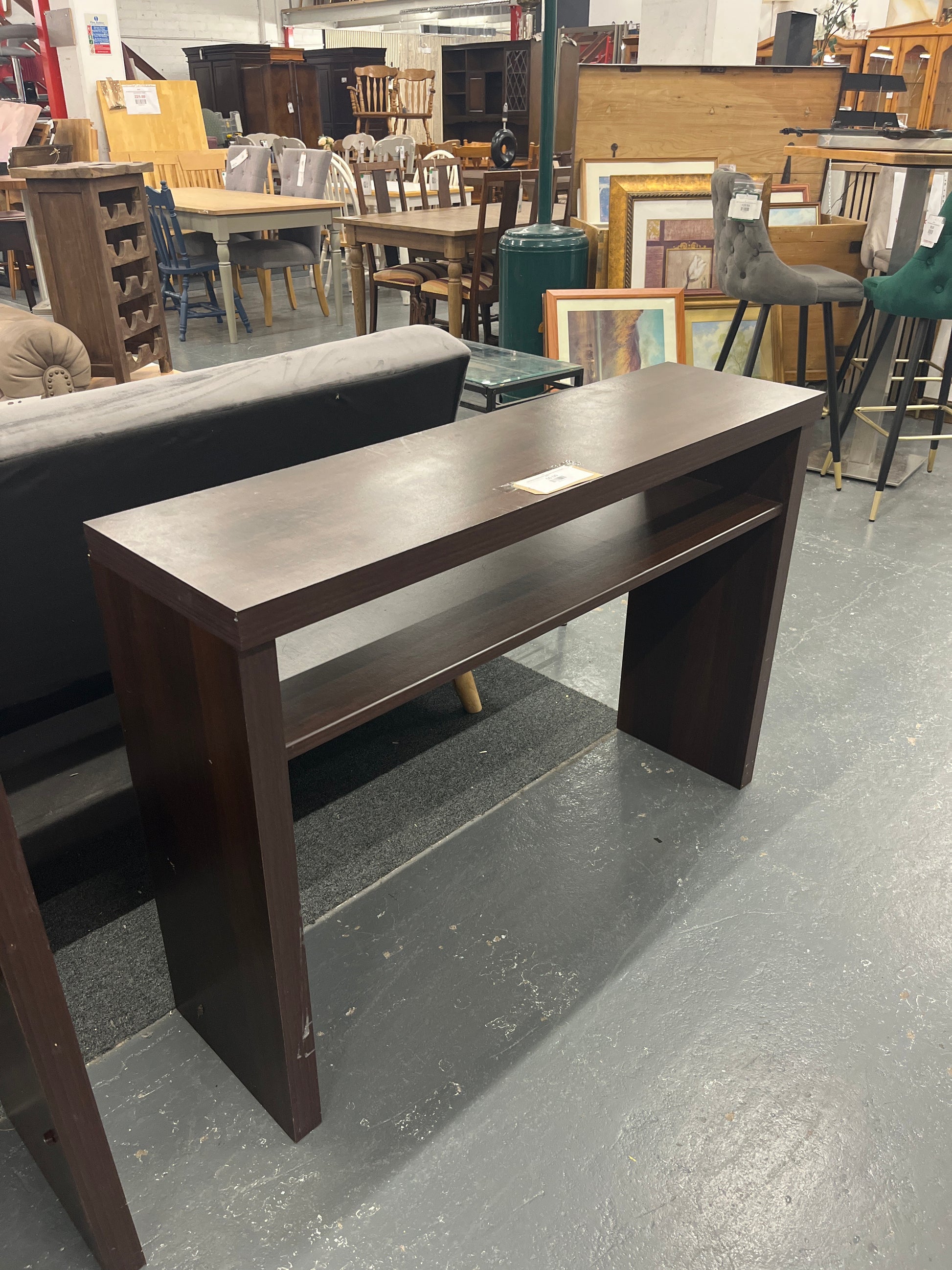 Mahogany laminate console table (H 83 x W 33 x D 84 cm) 44020
