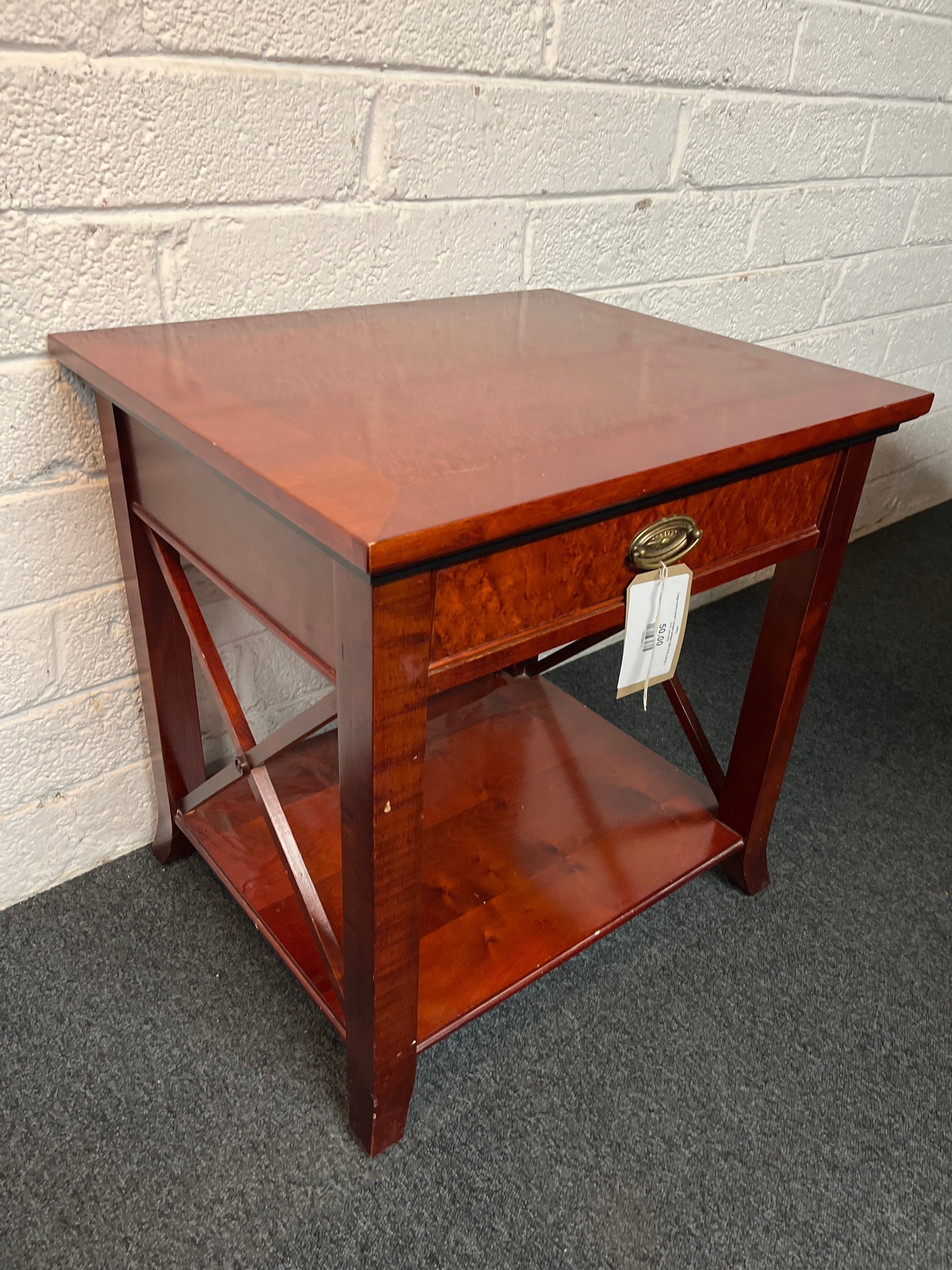 Large cherry tiered 1 drawer bedside table (H 60 x W 60 x D 51  cm) 2225