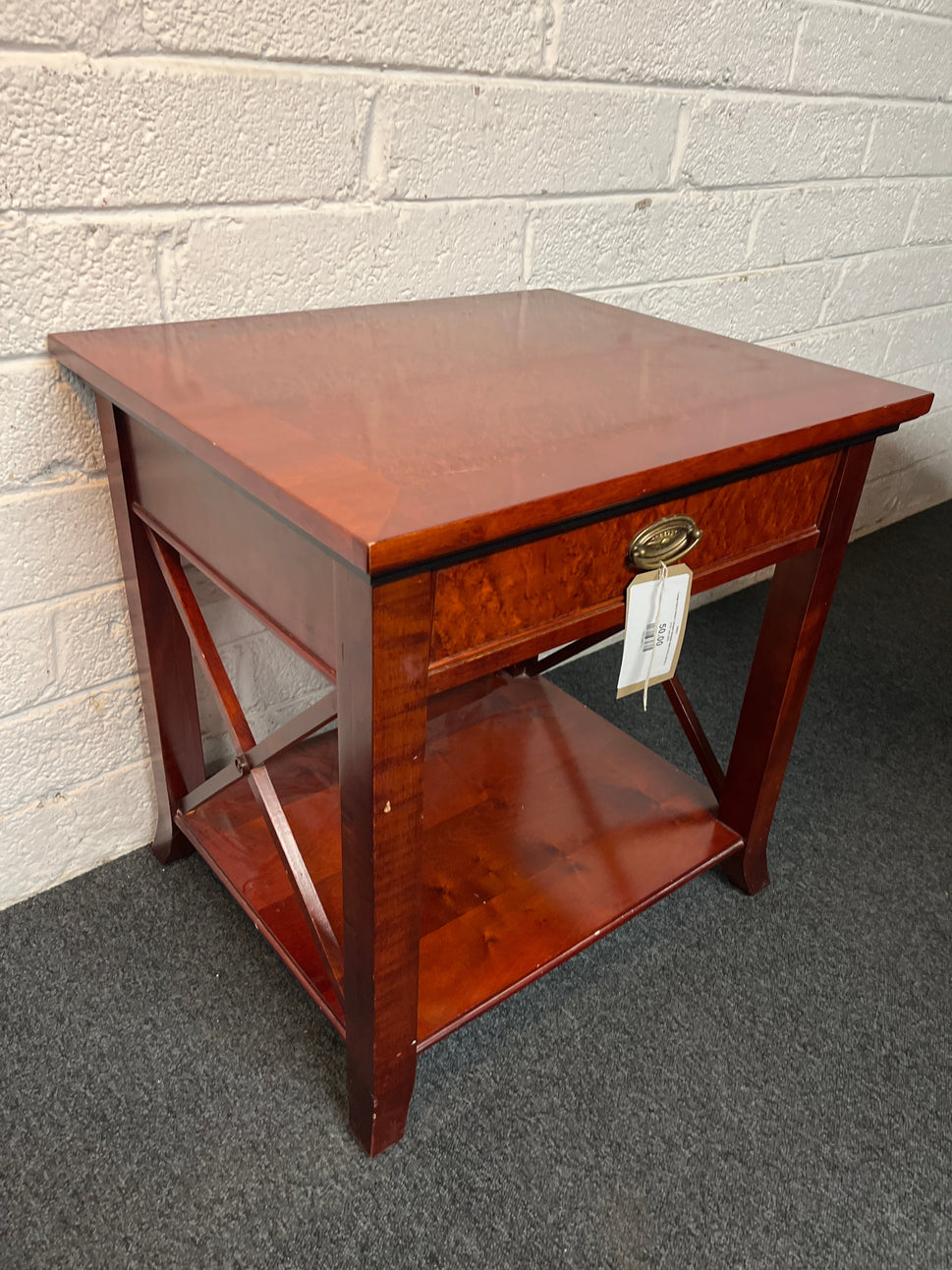 Large cherry tiered 1 drawer bedside table (H 60 x W 60 x D 51  cm) 2225