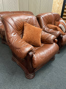 Switch 3+2+1 solid wood framed, real brown leather sofa suite 3325 2 image