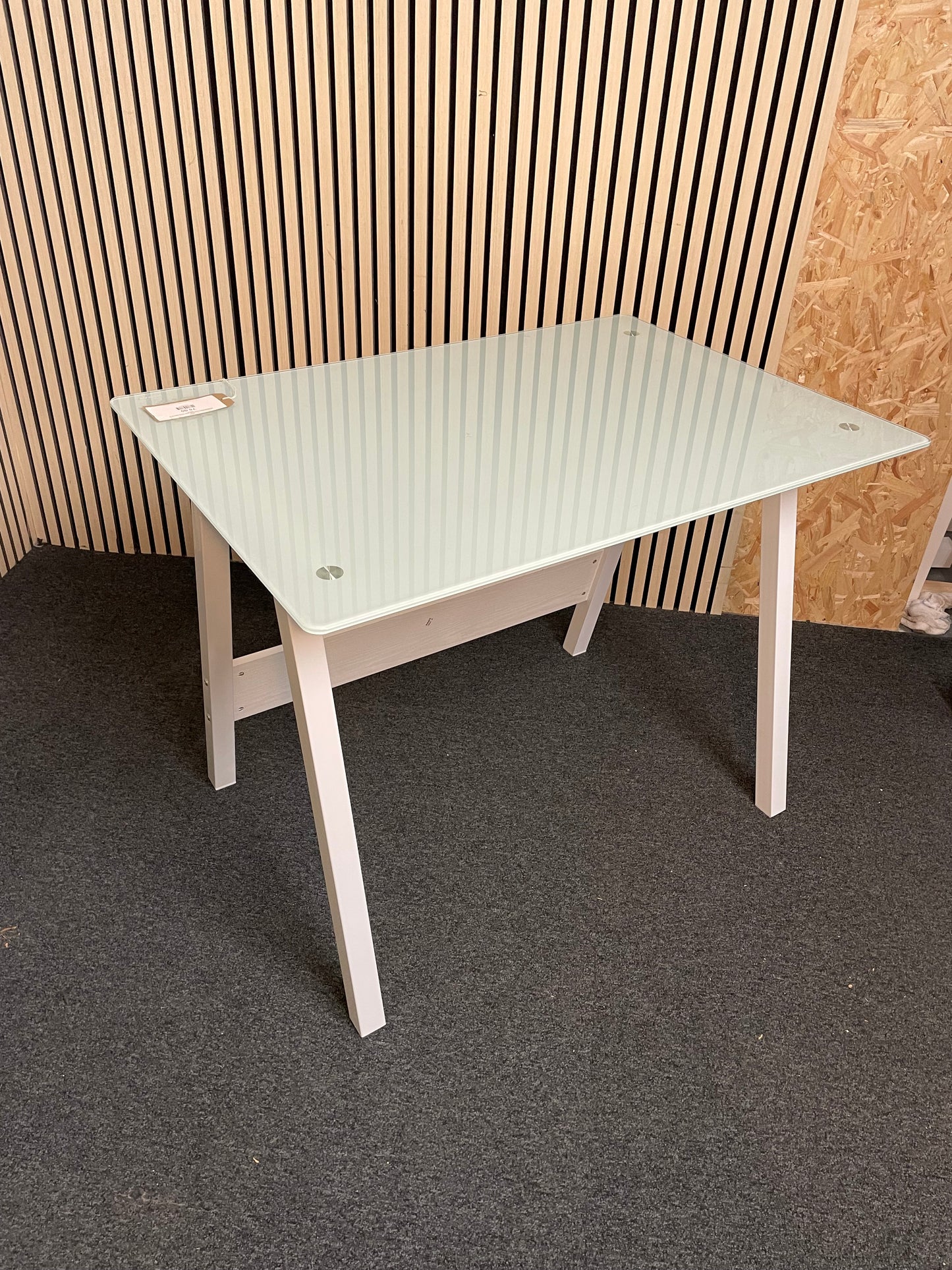 Tempered glass study desk, white frame, 1000mm x 700mm