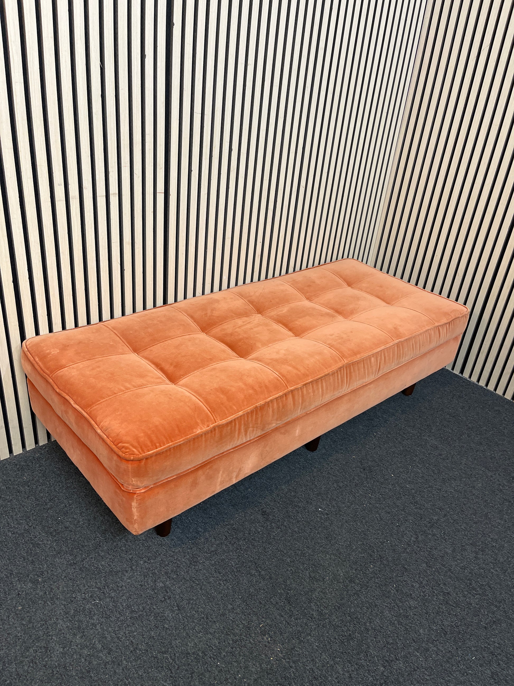 Large crushed orange fabric ottoman 43387