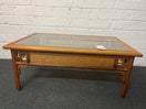 Switch Large rectangular cane framed coffee table with glass top (H 40 x W 100 x D 60 cm) 1325 3 image
