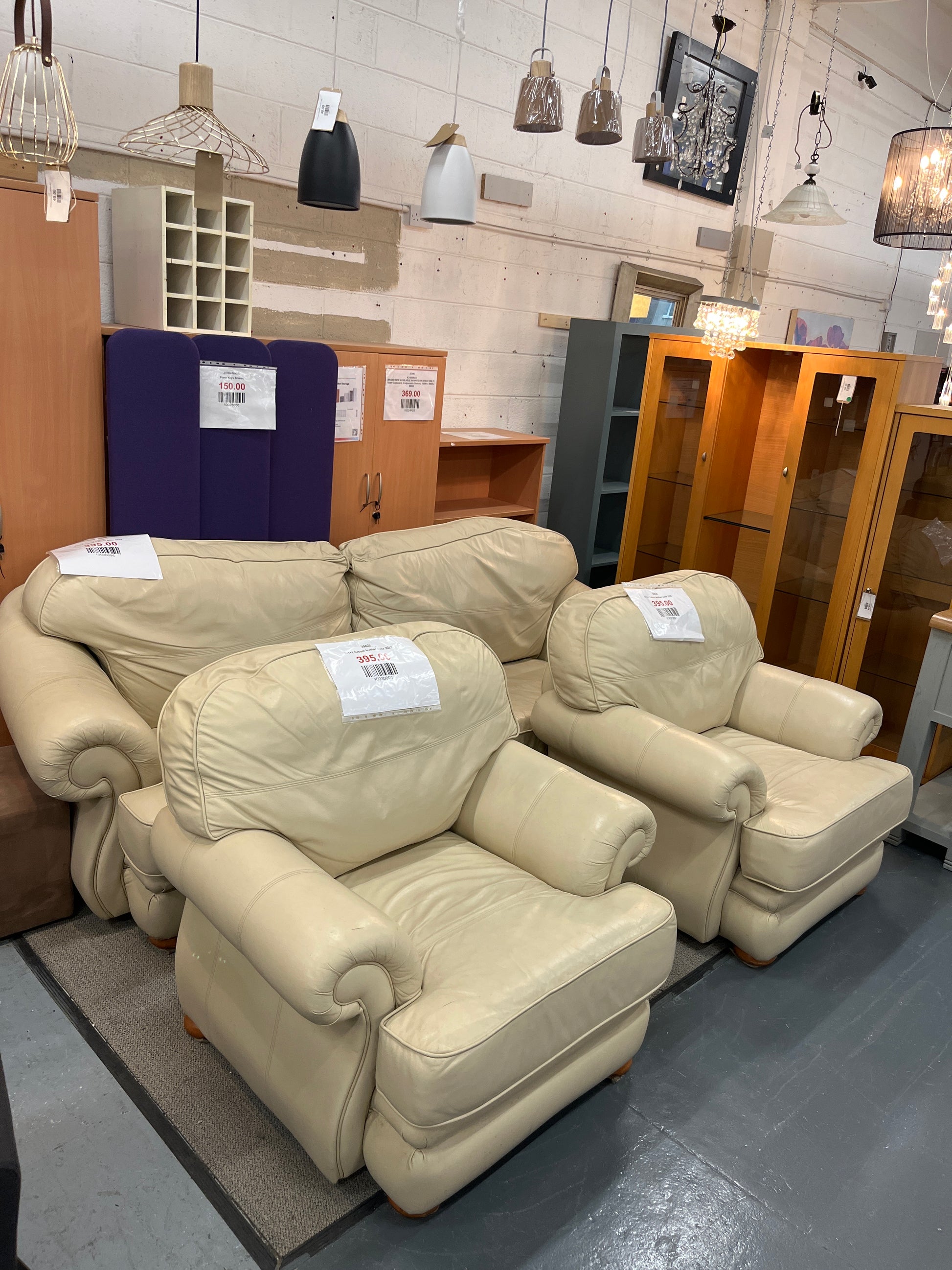 3+1+1 Cream leather suite 2225