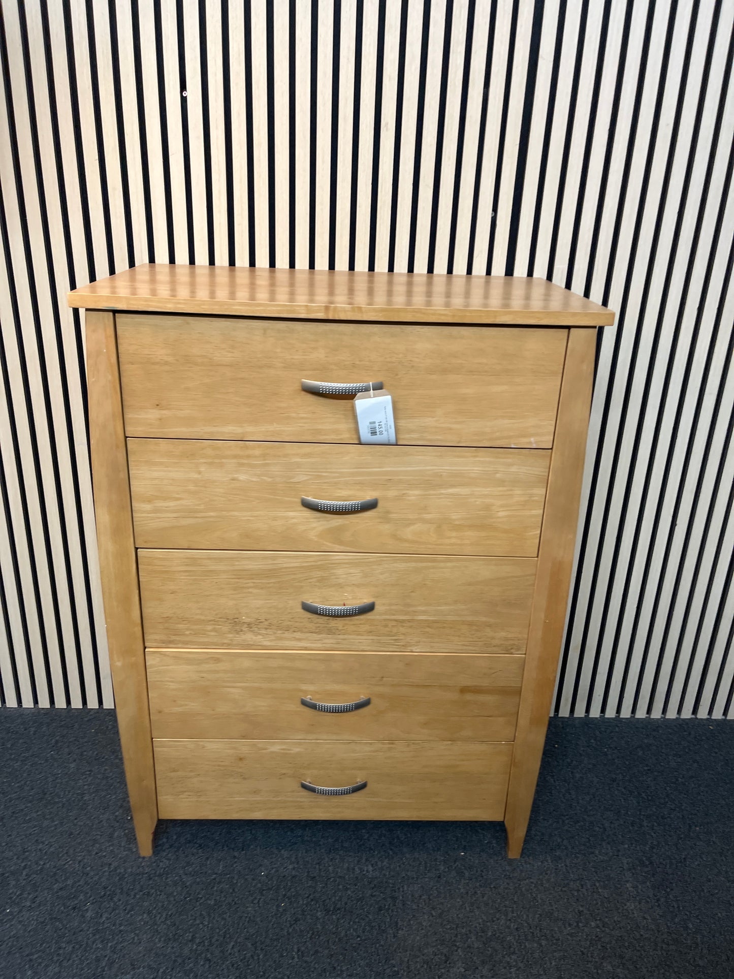Solid wood 5 high tall chest of drawers (H 110 x W 80 x D 45 cm) 1126