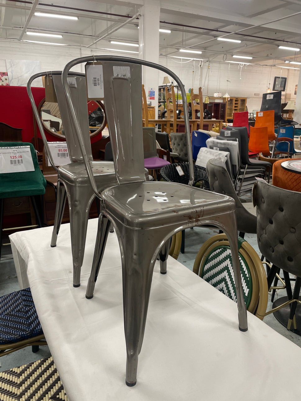 Tolix chrome metal bistro chair  4224