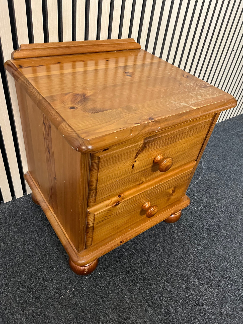 Solid pine low 2 drawer bedside locker 2325
