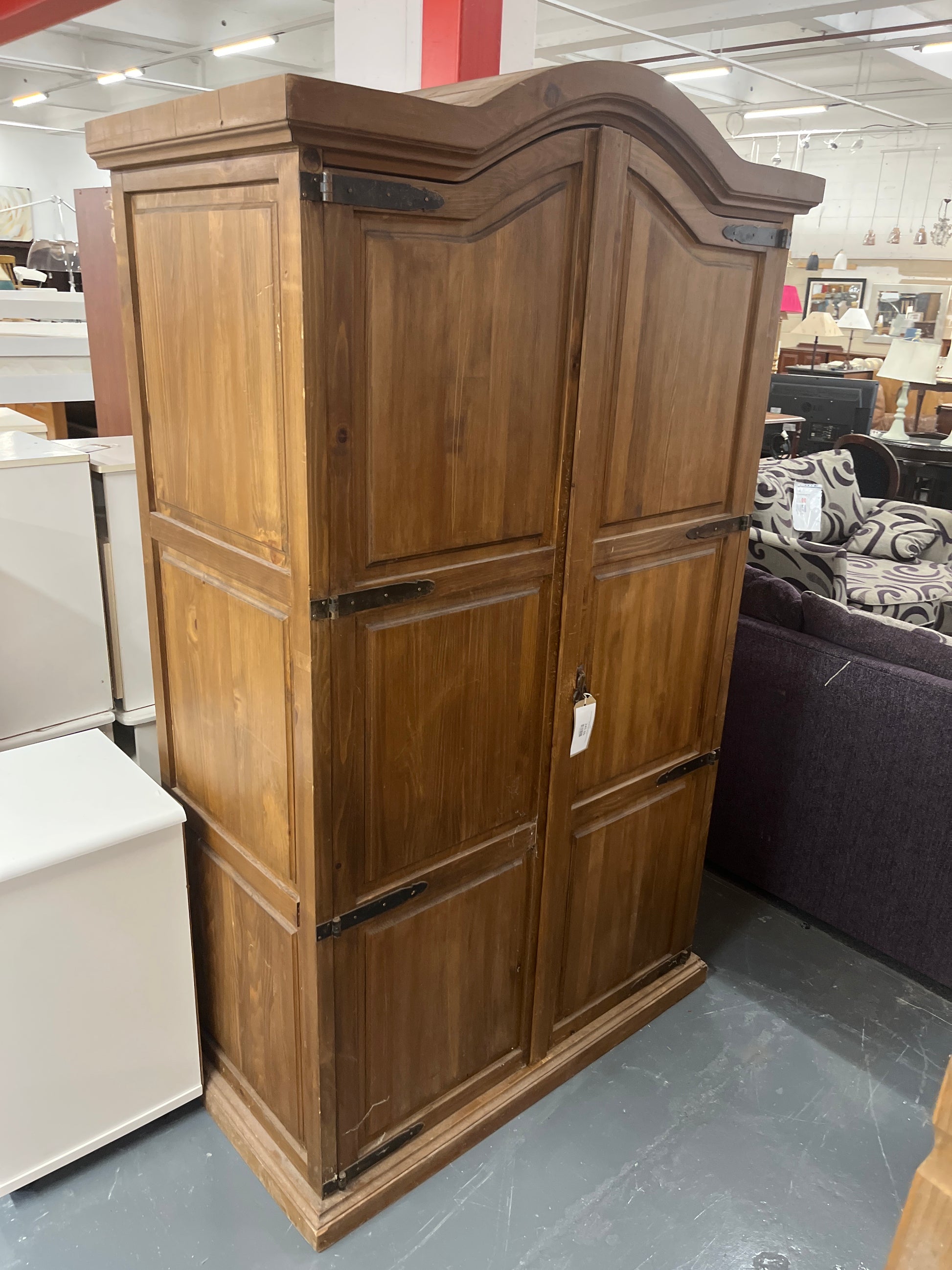 Corona waxed pine curved top 2 door wardrobe (H 194 x W 105 x D 61 cm) 1325