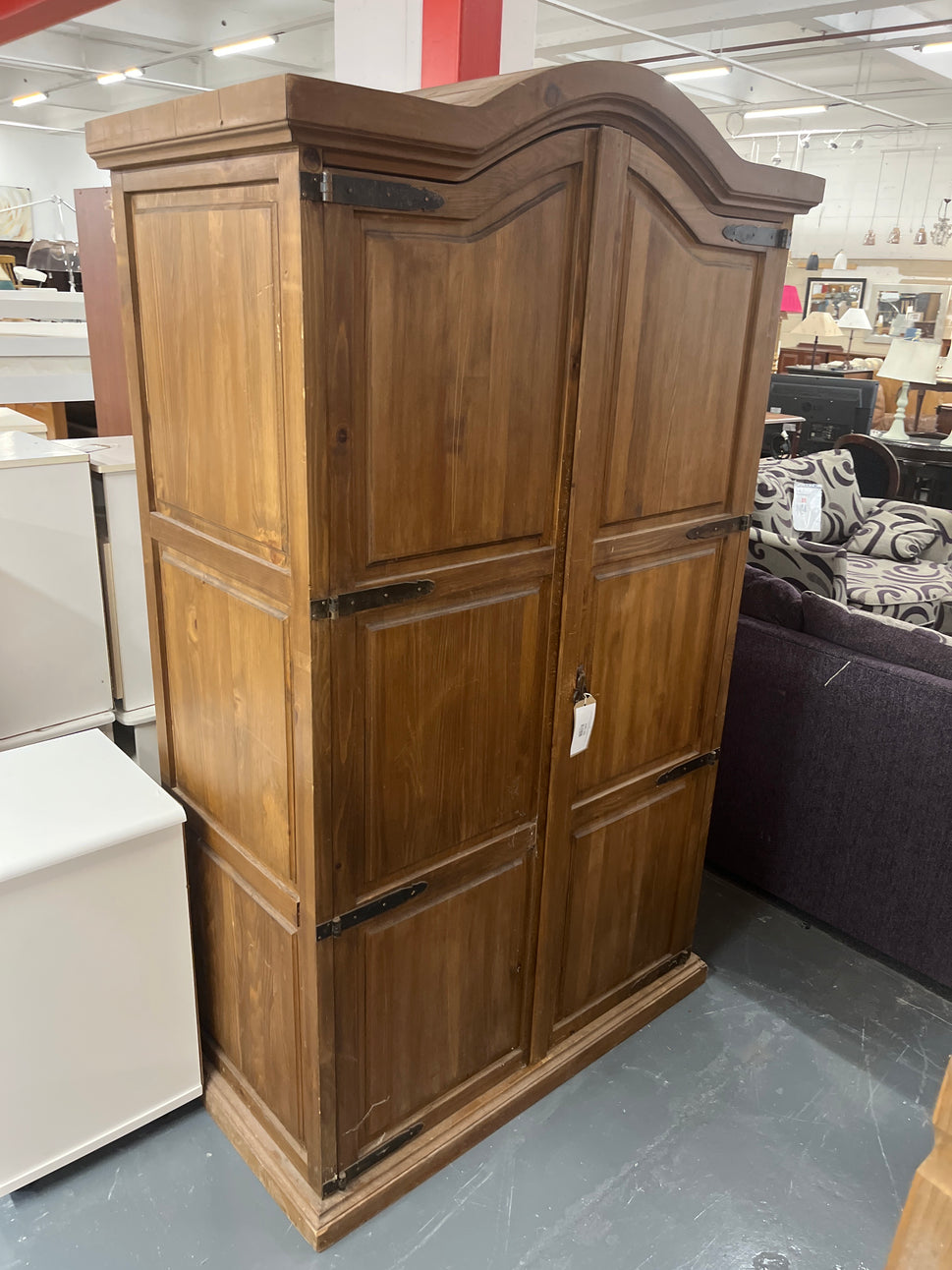 Corona waxed pine curved top 2 door wardrobe (H 194 x W 105 x D 61 cm) 1325
