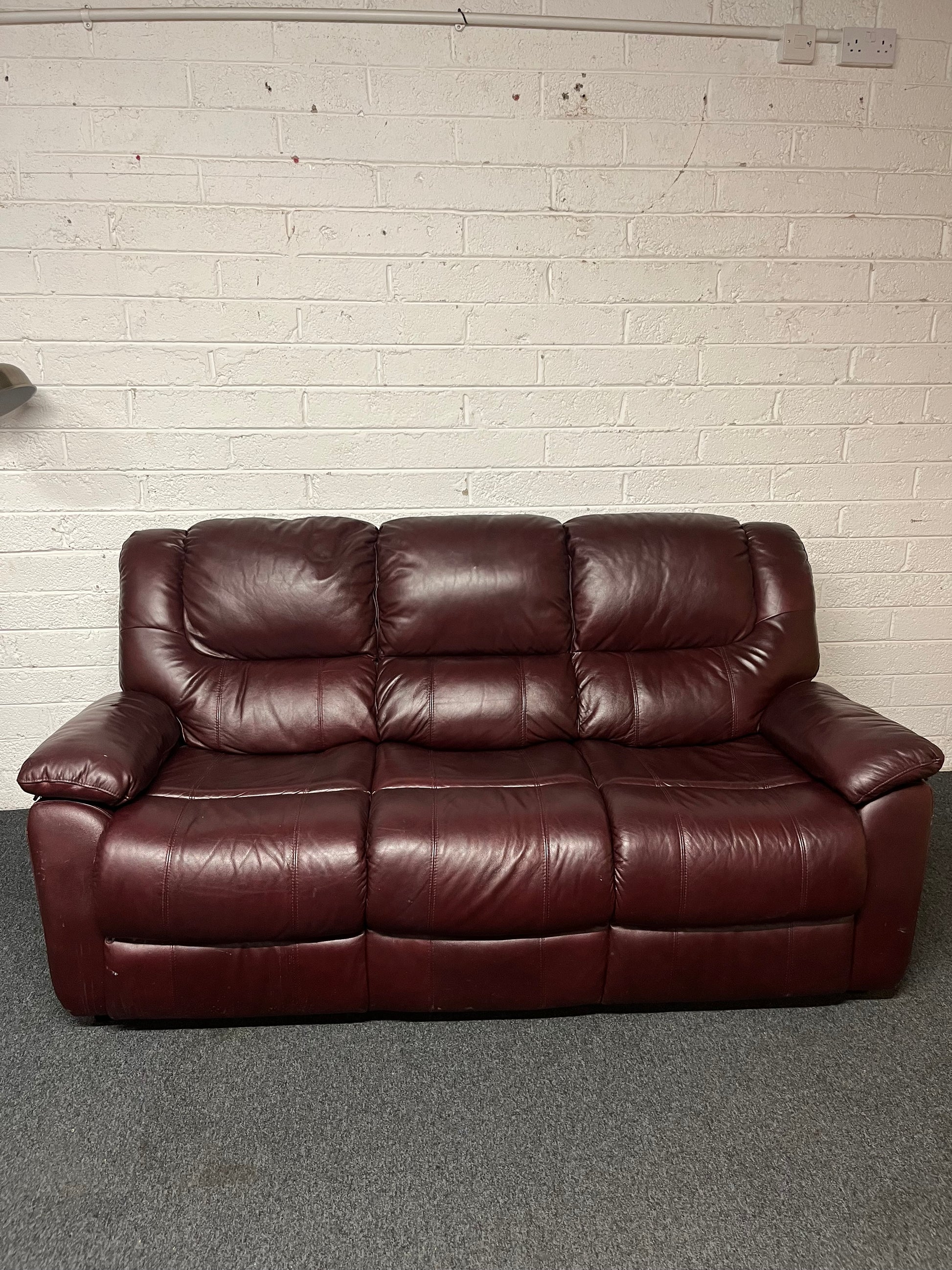 3+1+1 dark brown real leather suite with reclining armchairs 3225