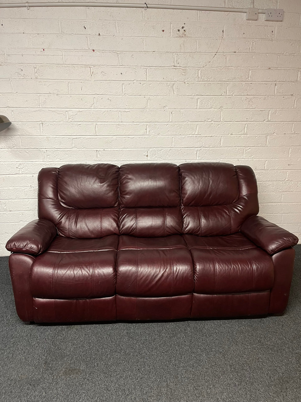 3+1+1 dark brown real leather suite with reclining armchairs 3225