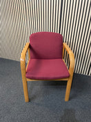 Switch Solid beech framed meeting chair with arms in wine fabric seat and back 3 image