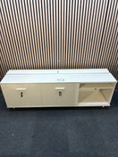 2 sliding door low white storage unit (H 60 x W 180 x D 44 cm)