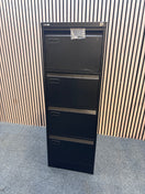 Black metal 4 drawer filing cabinet 132Hx46Wx62D