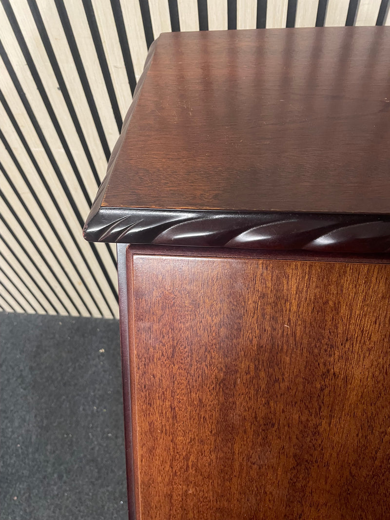 Ornate mahogany writing bureau with drawers (H 100 x W 91 x D 46 cm)  44688