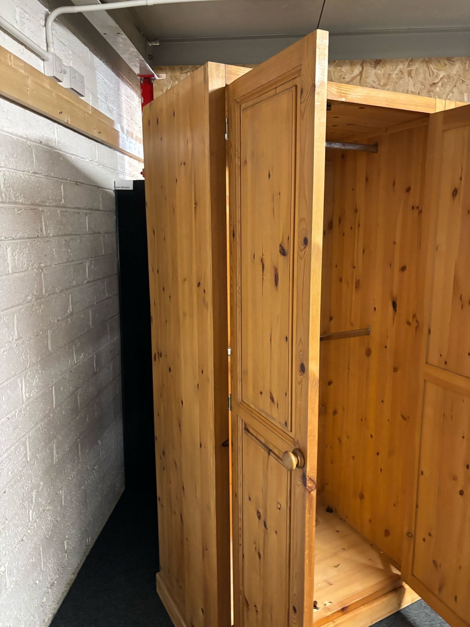 Tall solid pitch pine 3 door wardrobe 2020Hx1450Wx600D 1225