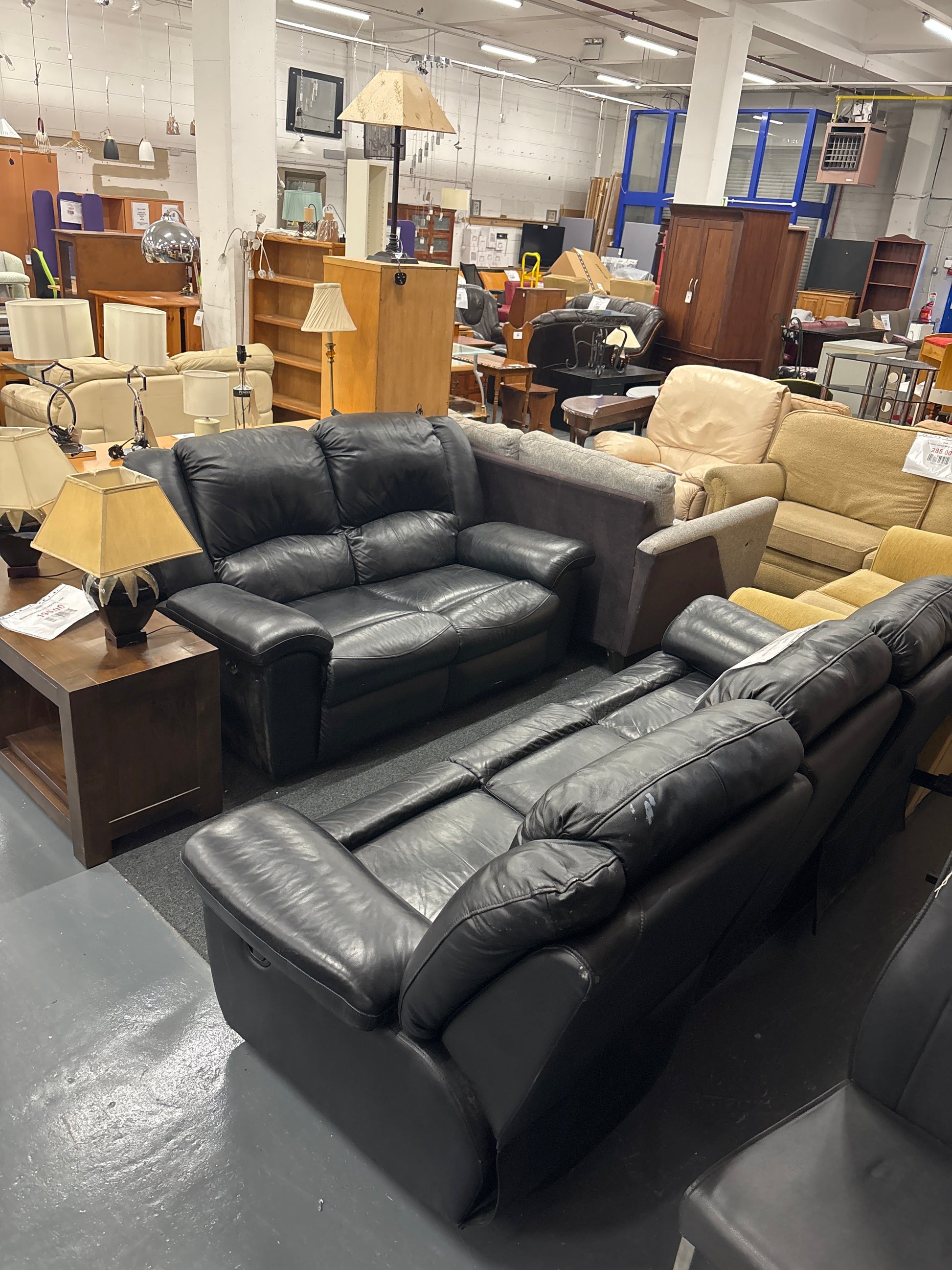 Black Leatherette 3+2 sofa suite  1225