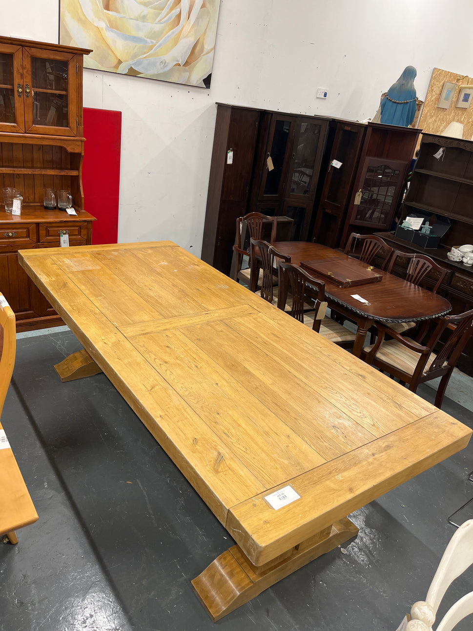 Large solid oak 8ft kitchen table 132 5