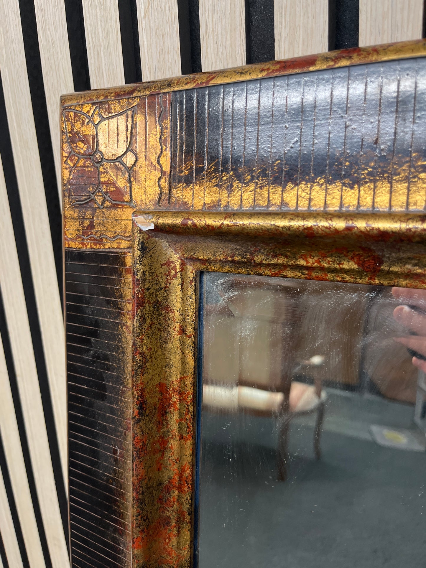 Ornate gold and black framed mirror (110 x 80 cm) 3126