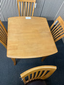 Switch Solid wood extendable square kitchen table with 4 no. high slatted back, leather seat dining chair (H 73 x W 90, 120 x D 80 cm) 2425 3 image