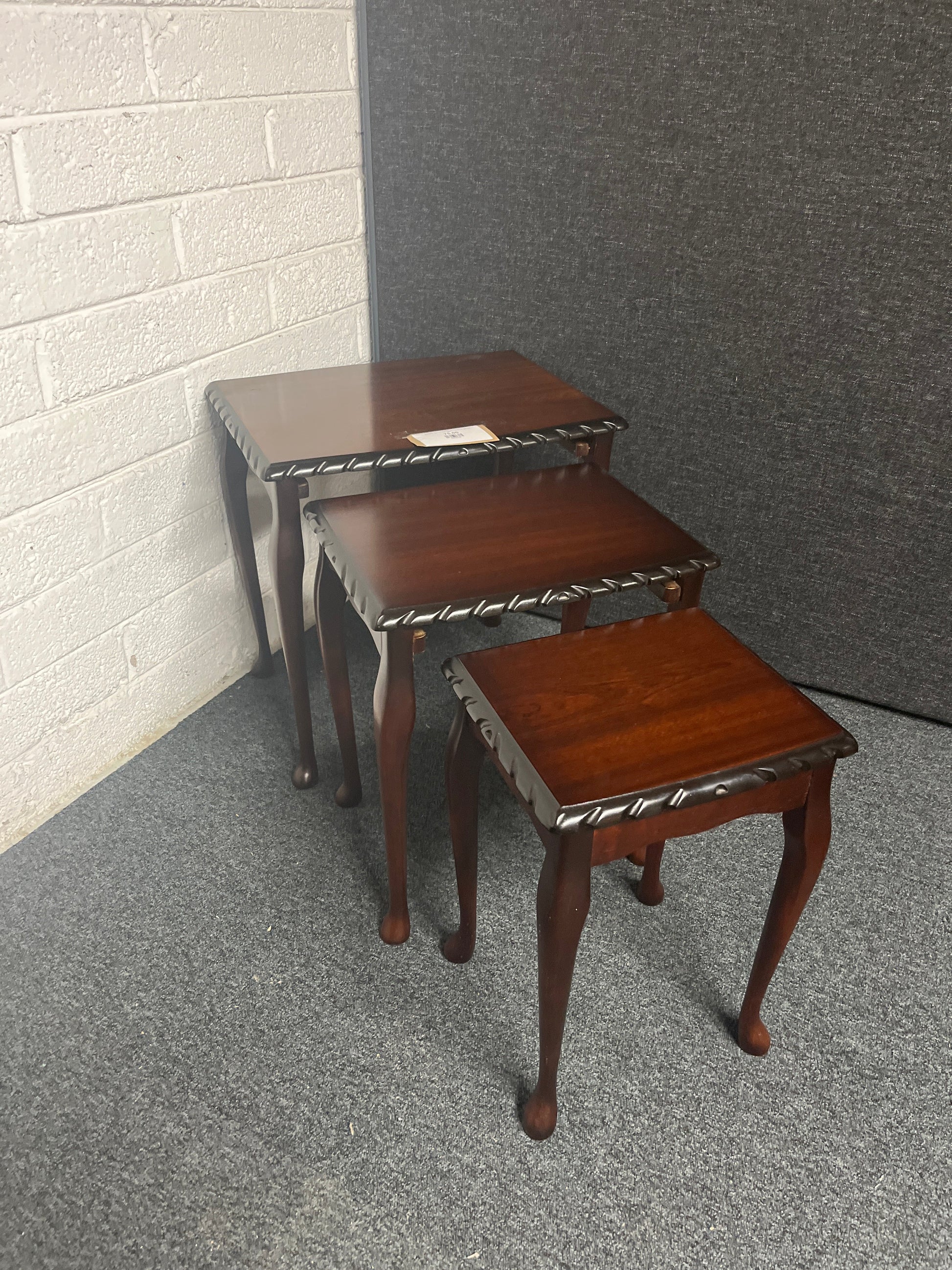 Mahogany nest of 3 tables (H 560 x W 560 x D 400 mm) 1225