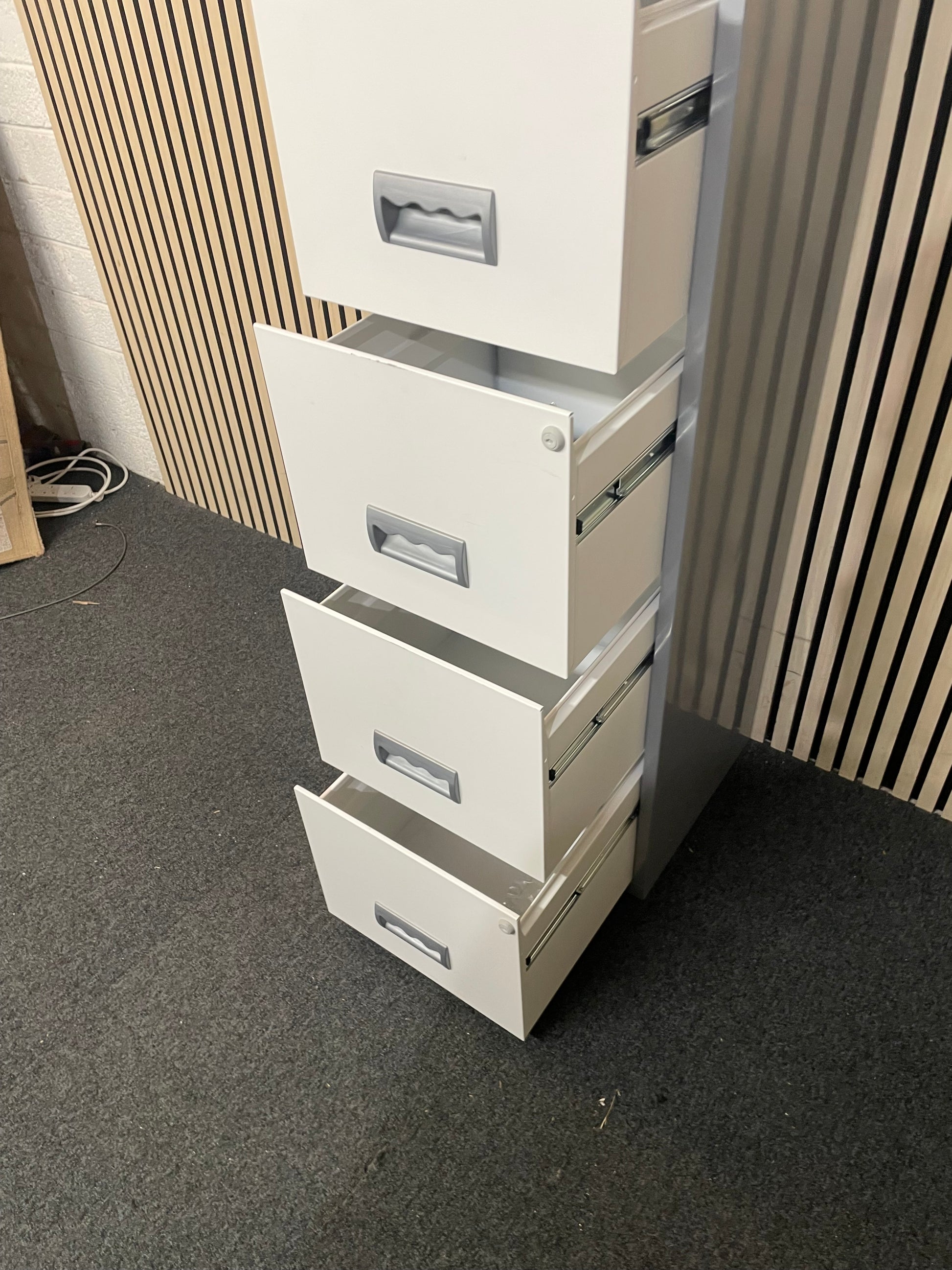 4 door A4 Grey and white metal filing cabinet (WITH KEY)
