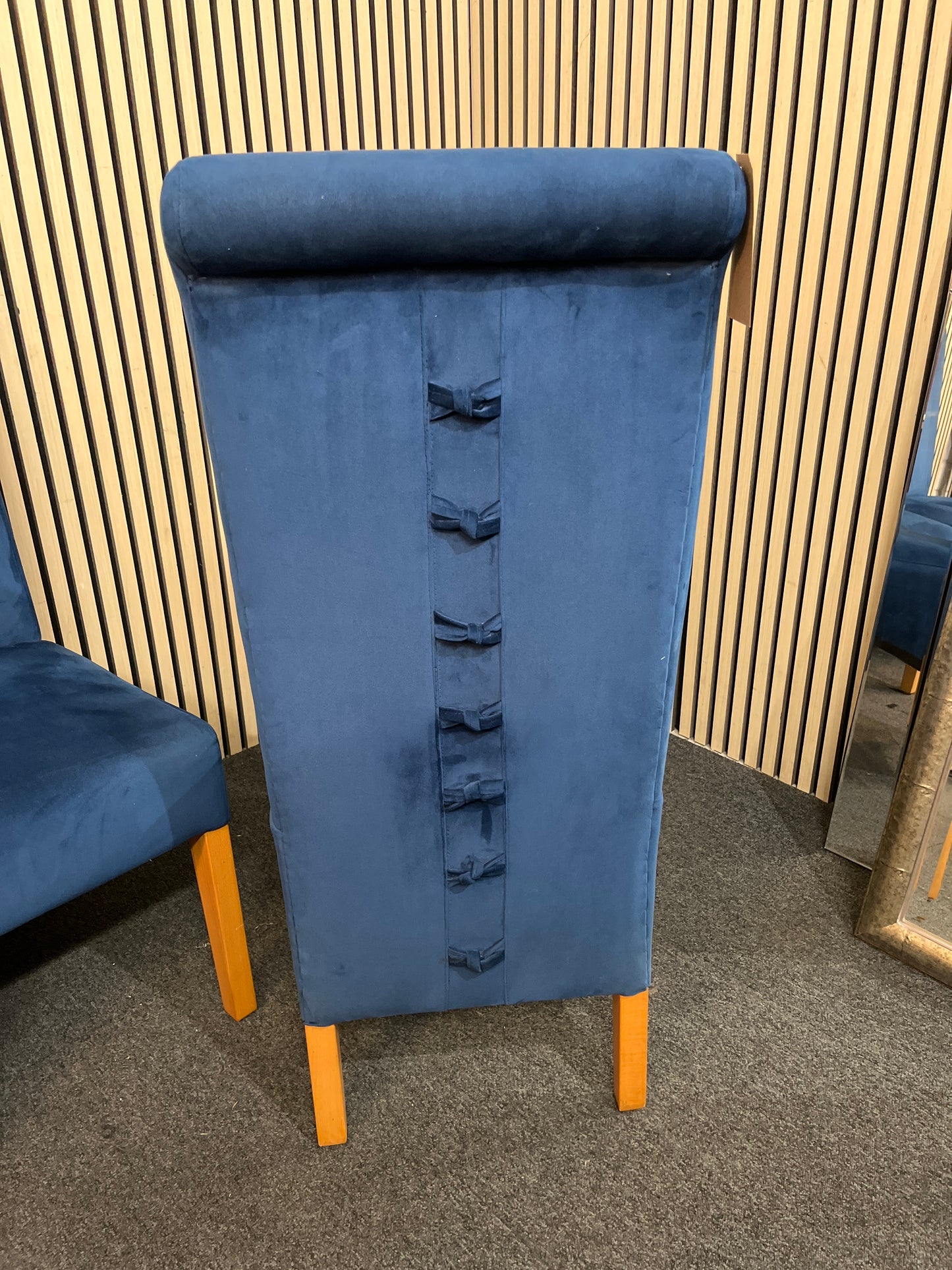 High back dark blue velvet dining chair, solid wood frame (SET OF 4) 3126
