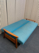 Switch Large 3 seater teal fabric, solid dark wood frame sofa bed 1126 2 image